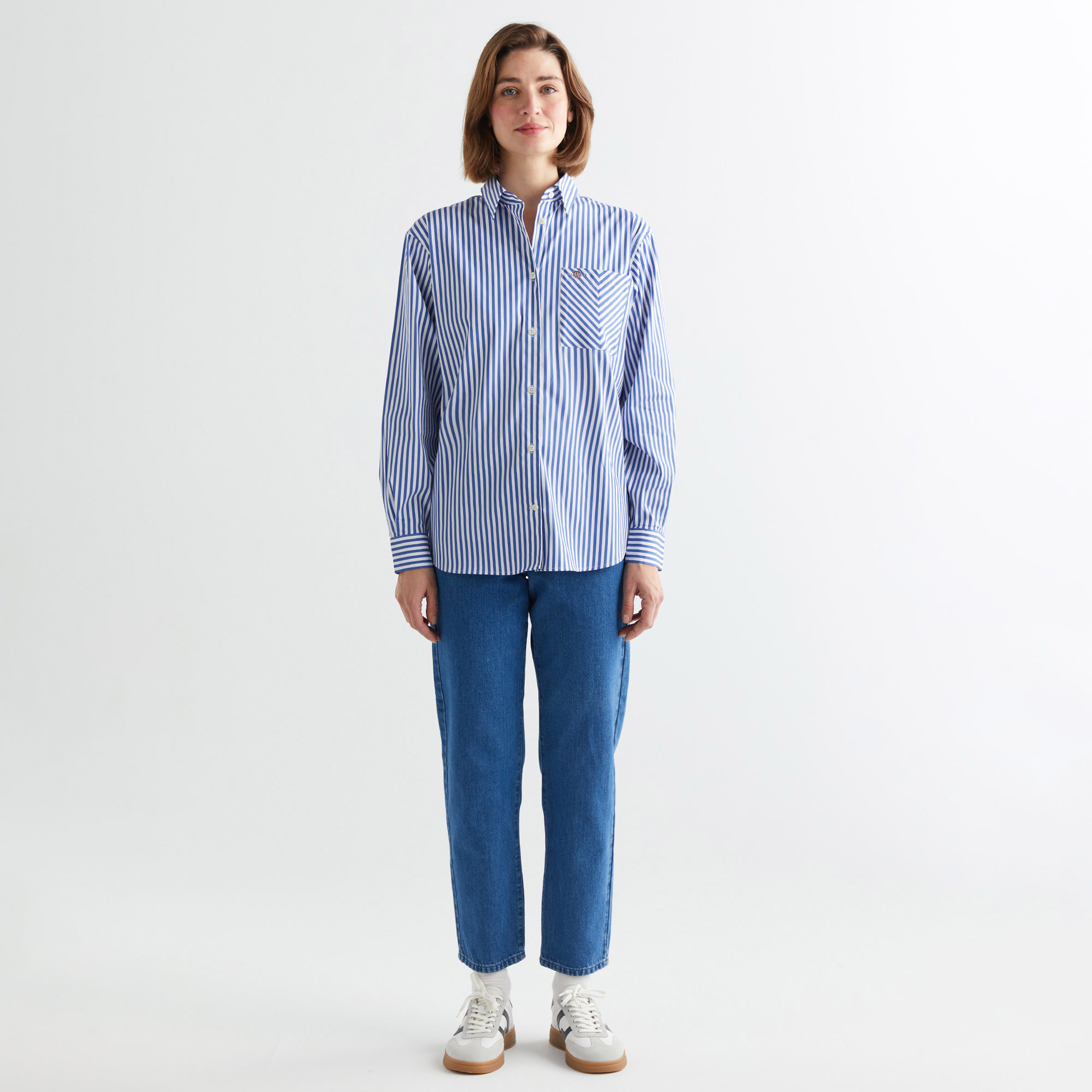 GANT Kadın Mavi Regular Fit Çizgili Gömlek