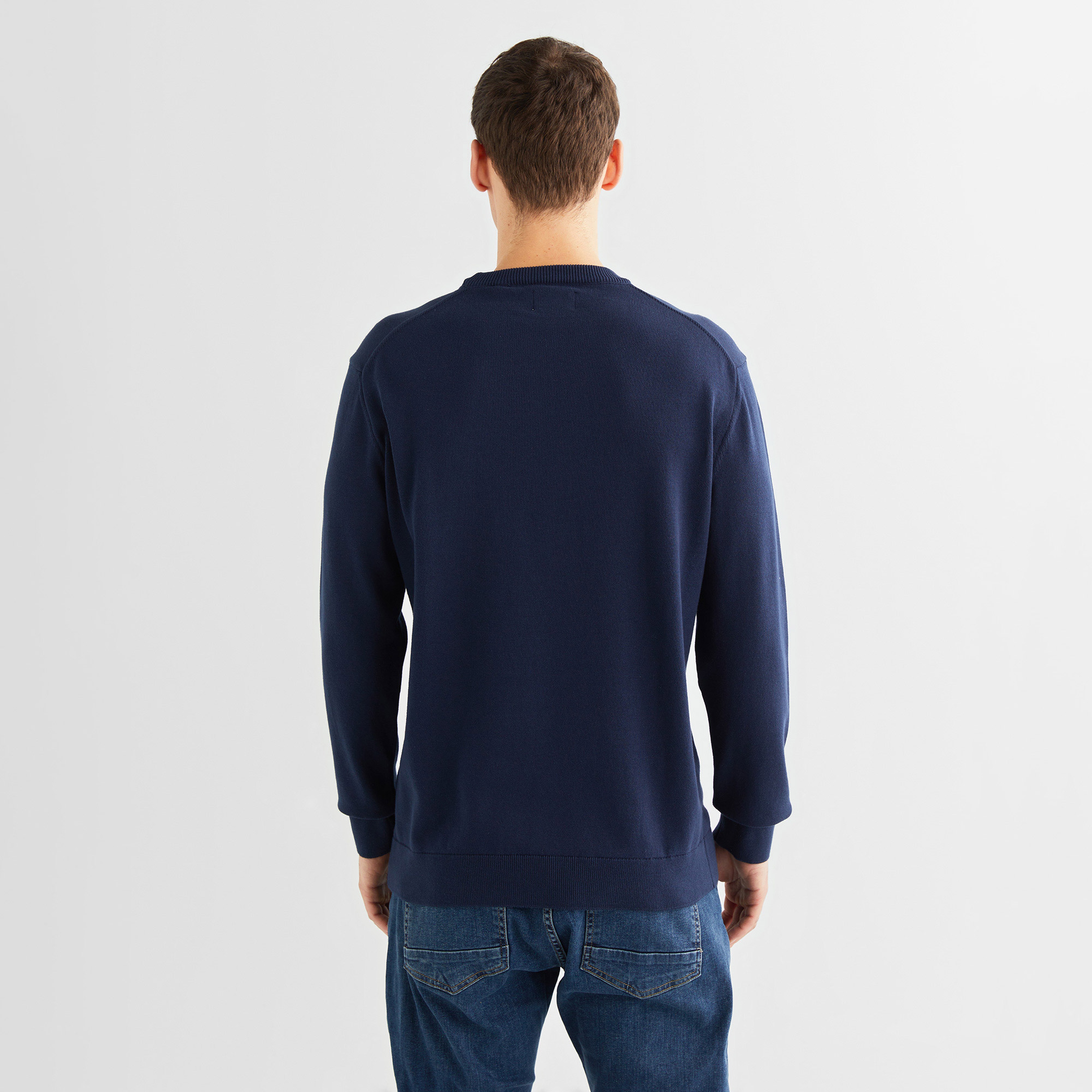 GANT Erkek Lacivert Regular Fit Bisiklet Yaka Kazak