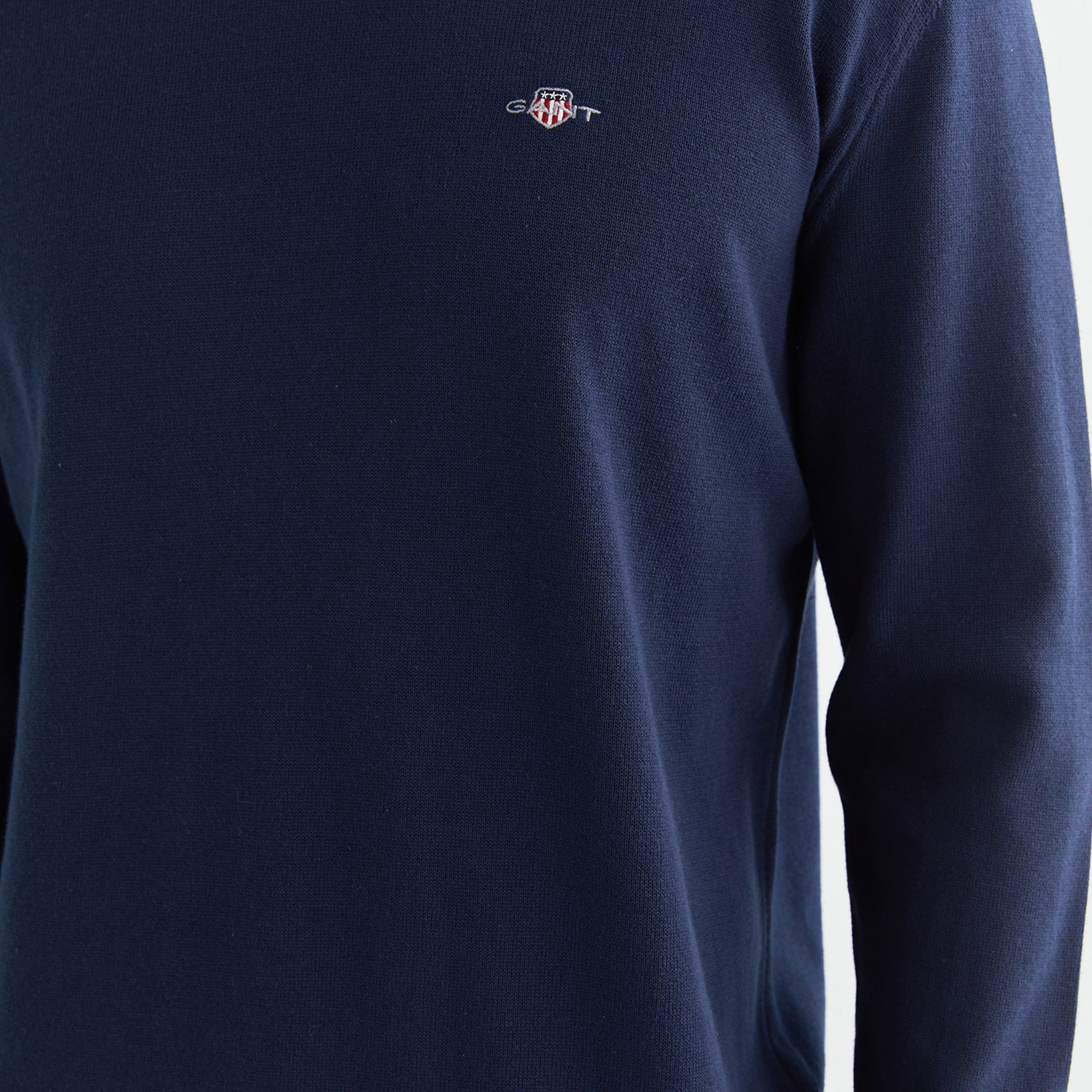 GANT Erkek Lacivert Regular Fit Bisiklet Yaka Kazak