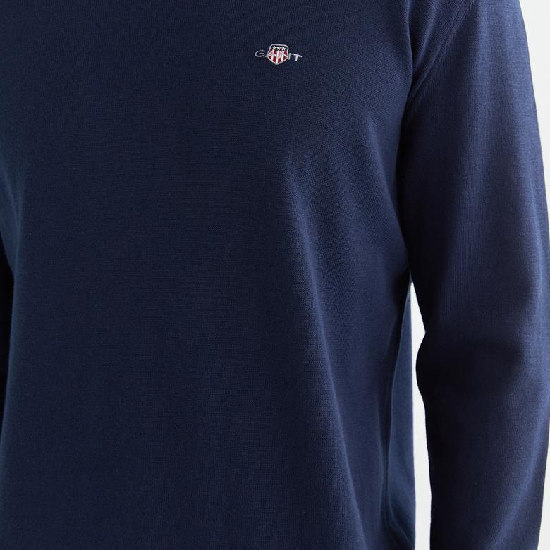 GANT Erkek Lacivert Regular Fit Bisiklet Yaka Kazak