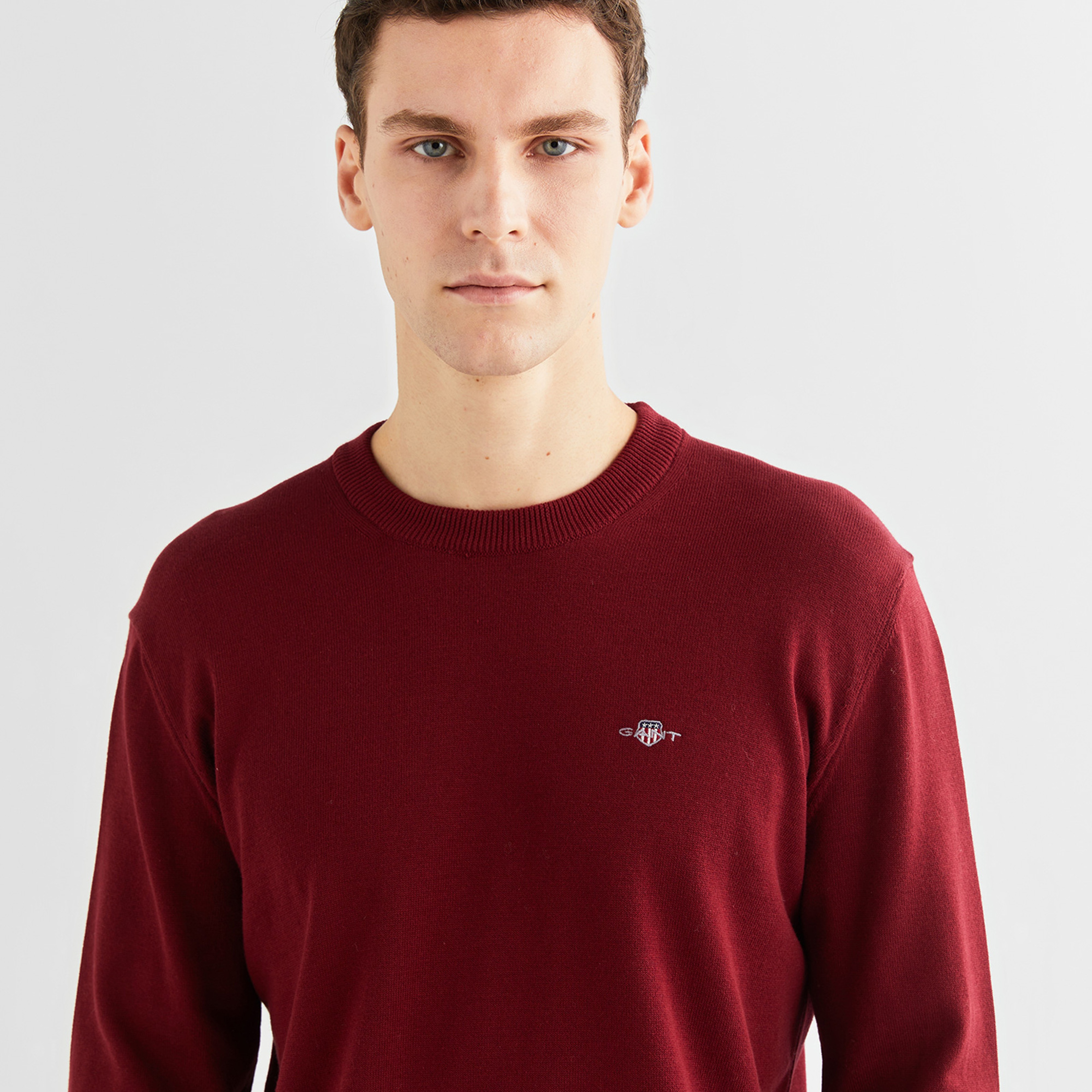 GANT Erkek Bordo Regular Fit Bisiklet Yaka Kazak