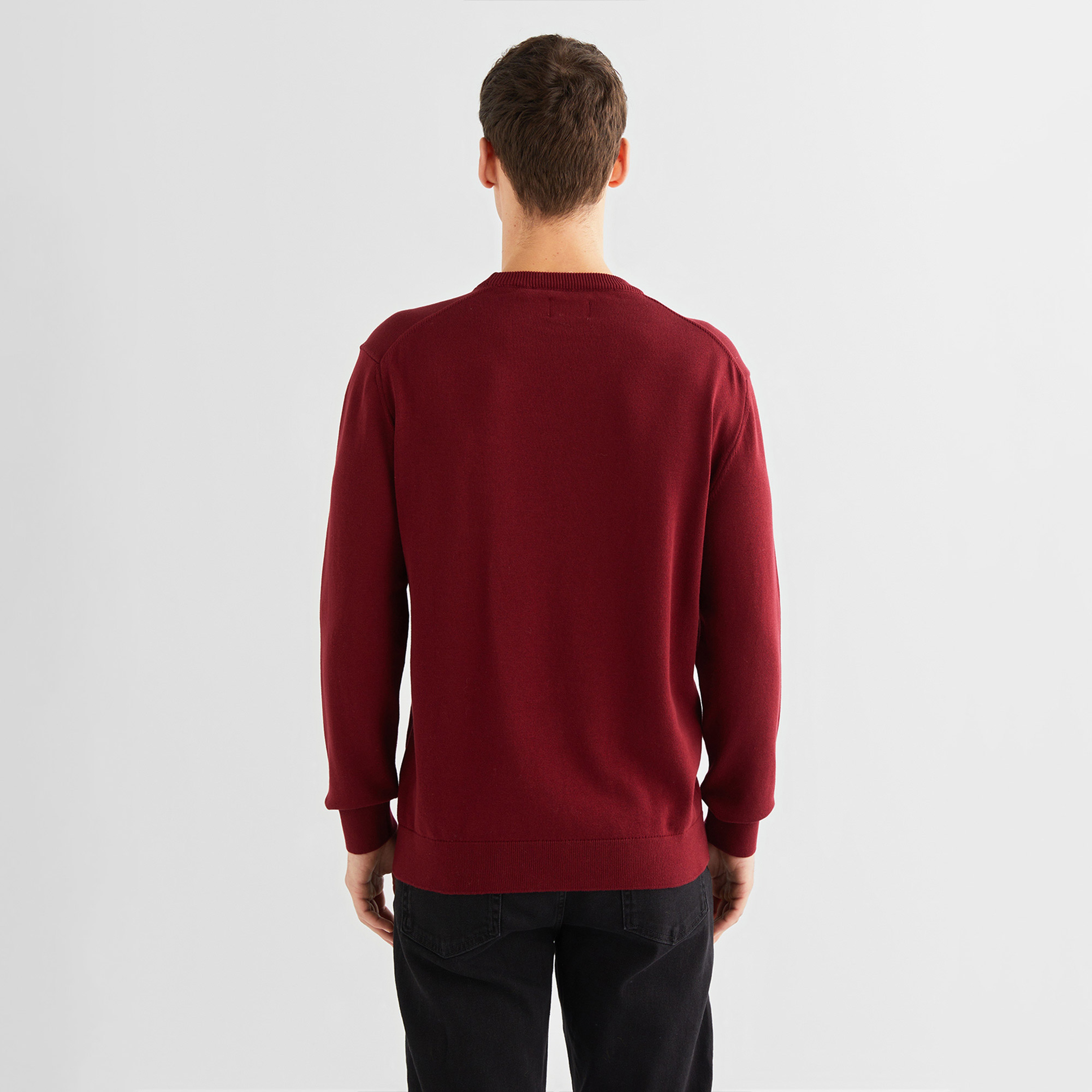 GANT Erkek Bordo Regular Fit Bisiklet Yaka Kazak