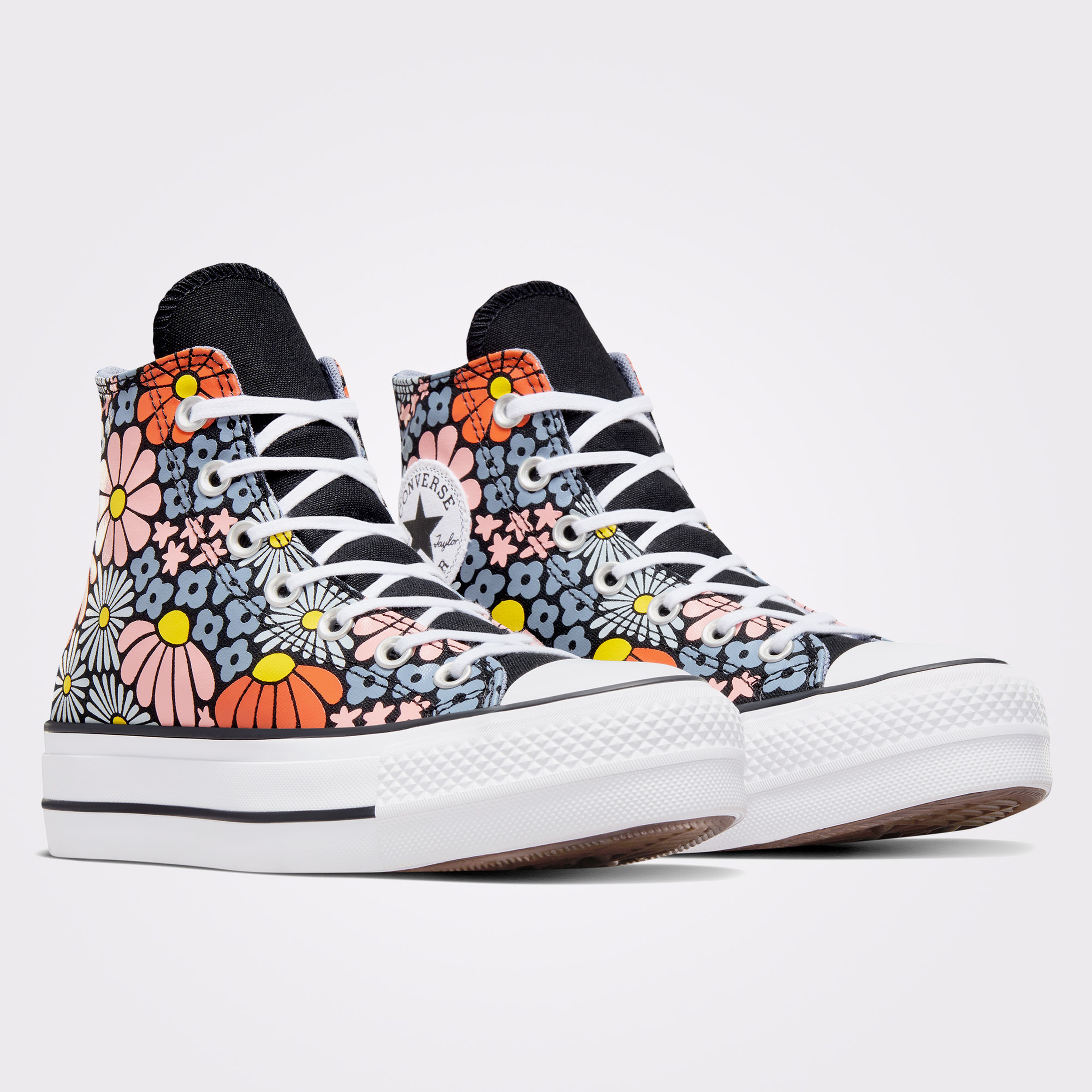 Converse Chuck Taylor All Star Lift Platform Floral Kadın Siyah Sneaker