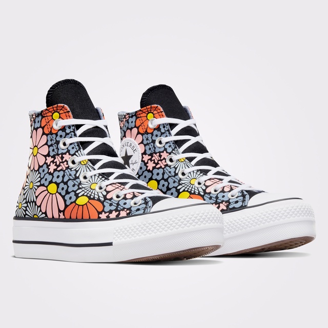 Converse Converse Chuck Taylor All Star Lift Platform Floral Kadın Siyah Sneaker Occasion'da! Siyah - 3. görsel