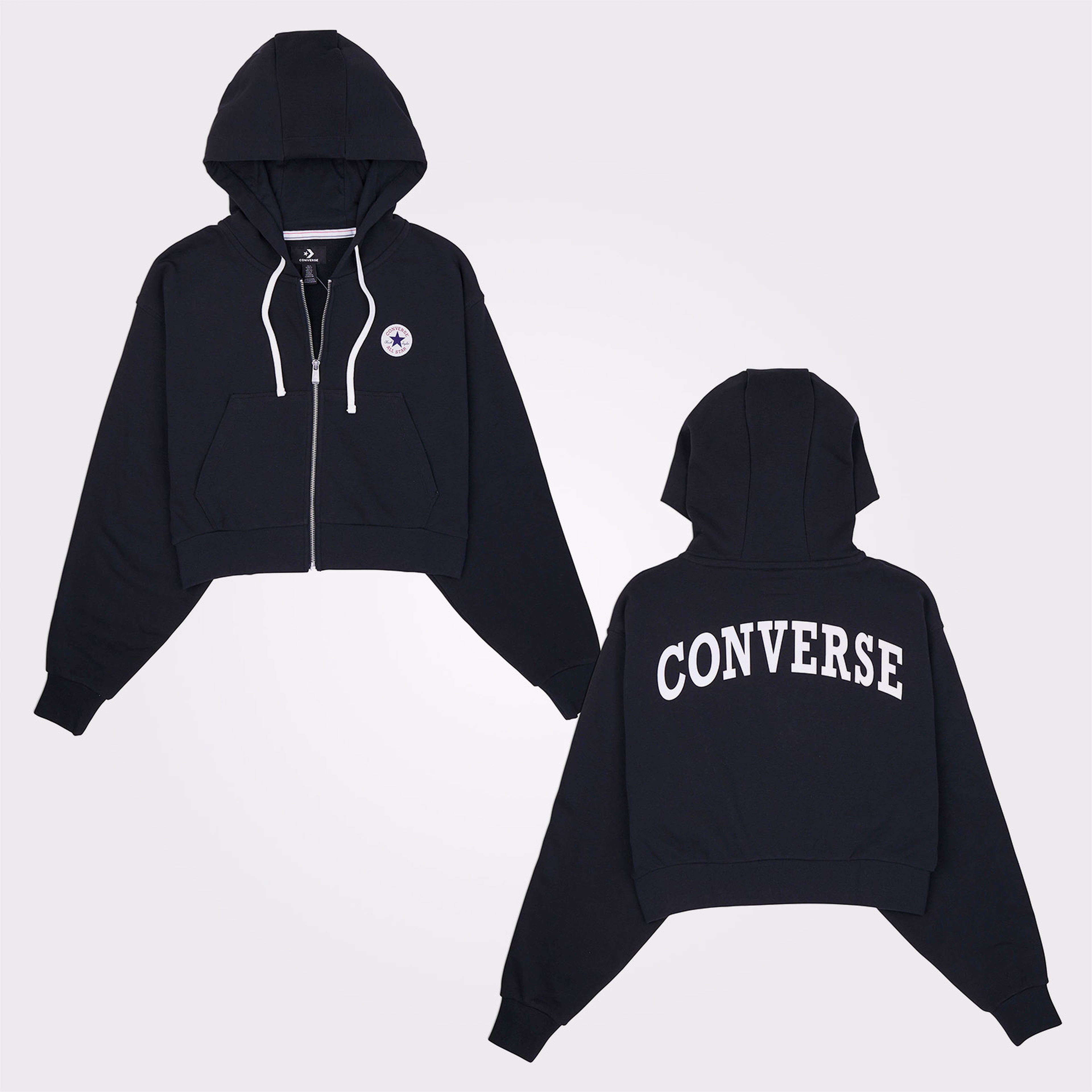 Converse Classic Kadın Fermuarlı Siyah Hoodie