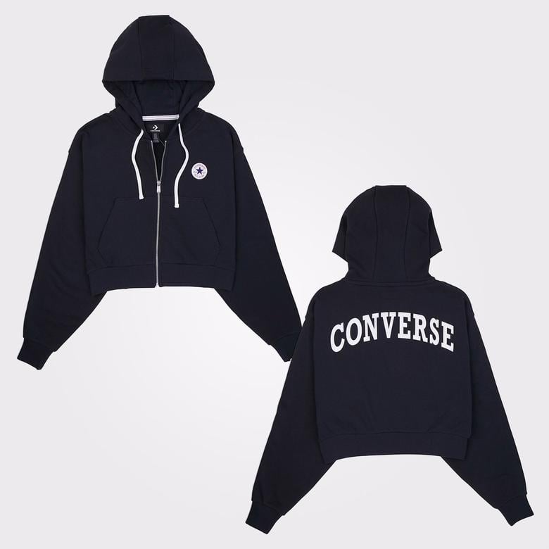 Converse Classic Kadın Fermuarlı Siyah Hoodie