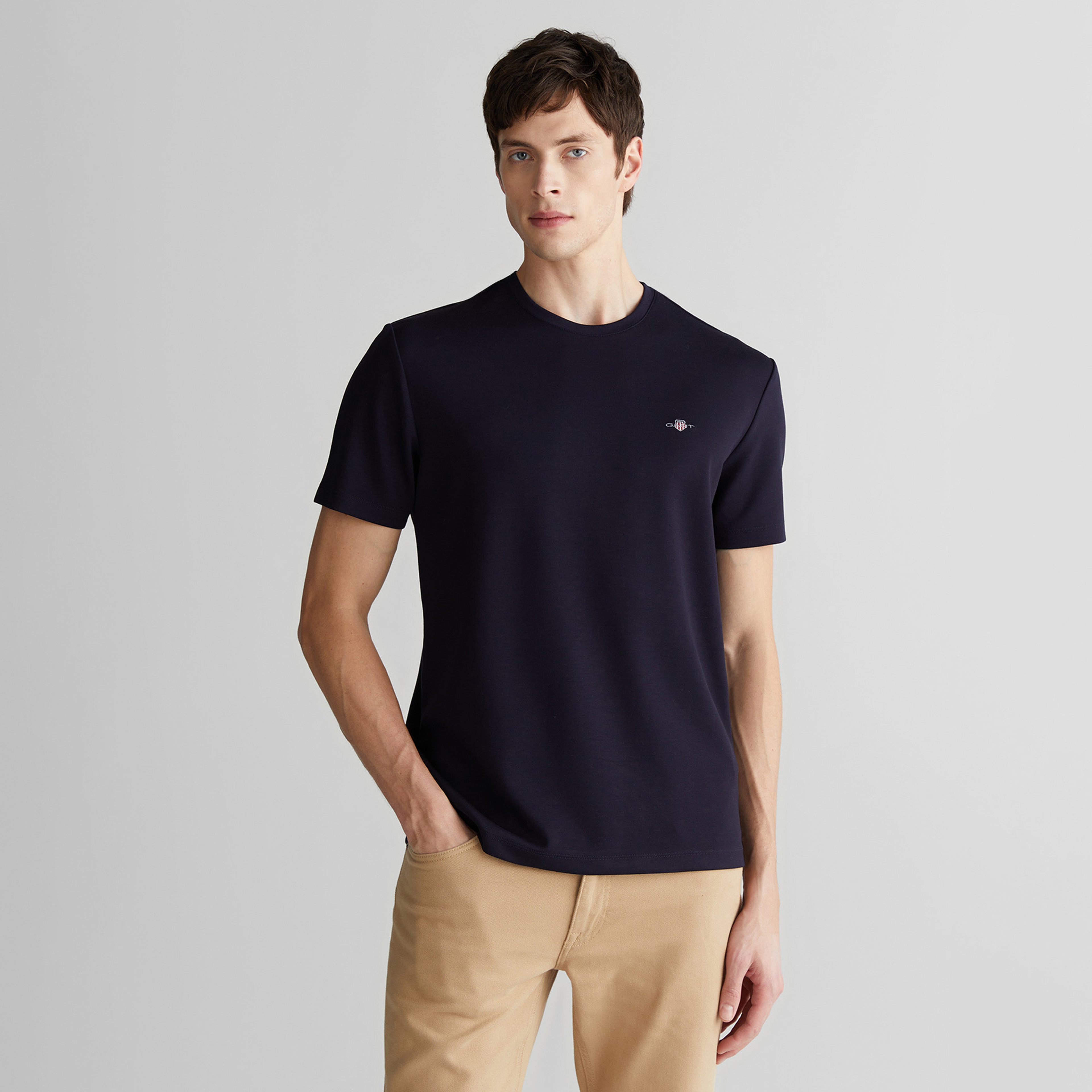 GANT Erkek Lacivert Relaxed Fit Bisiklet Yaka T-Shirt