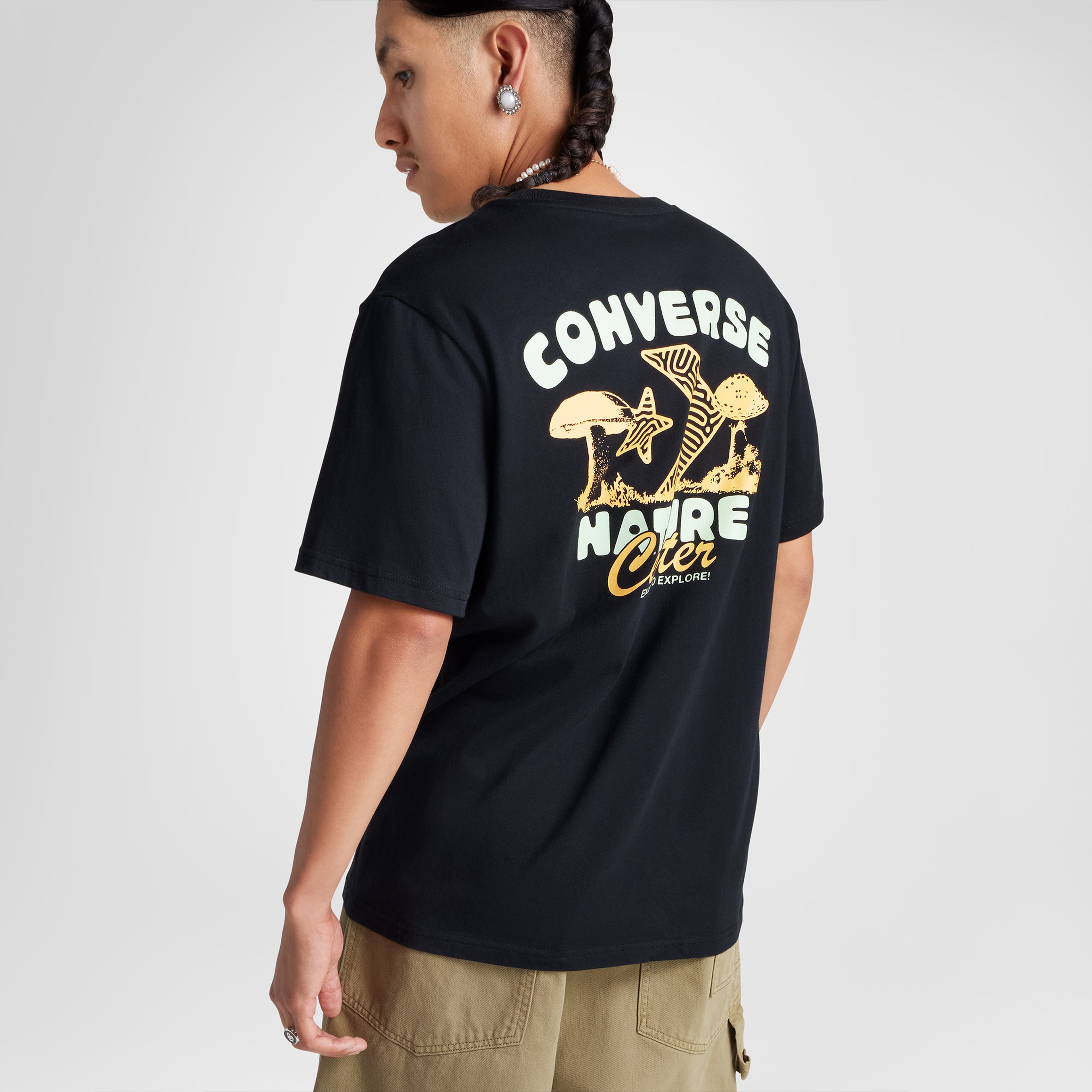 Converse Nature Center Erkek Grafik Baskılı Siyah T-Shirt