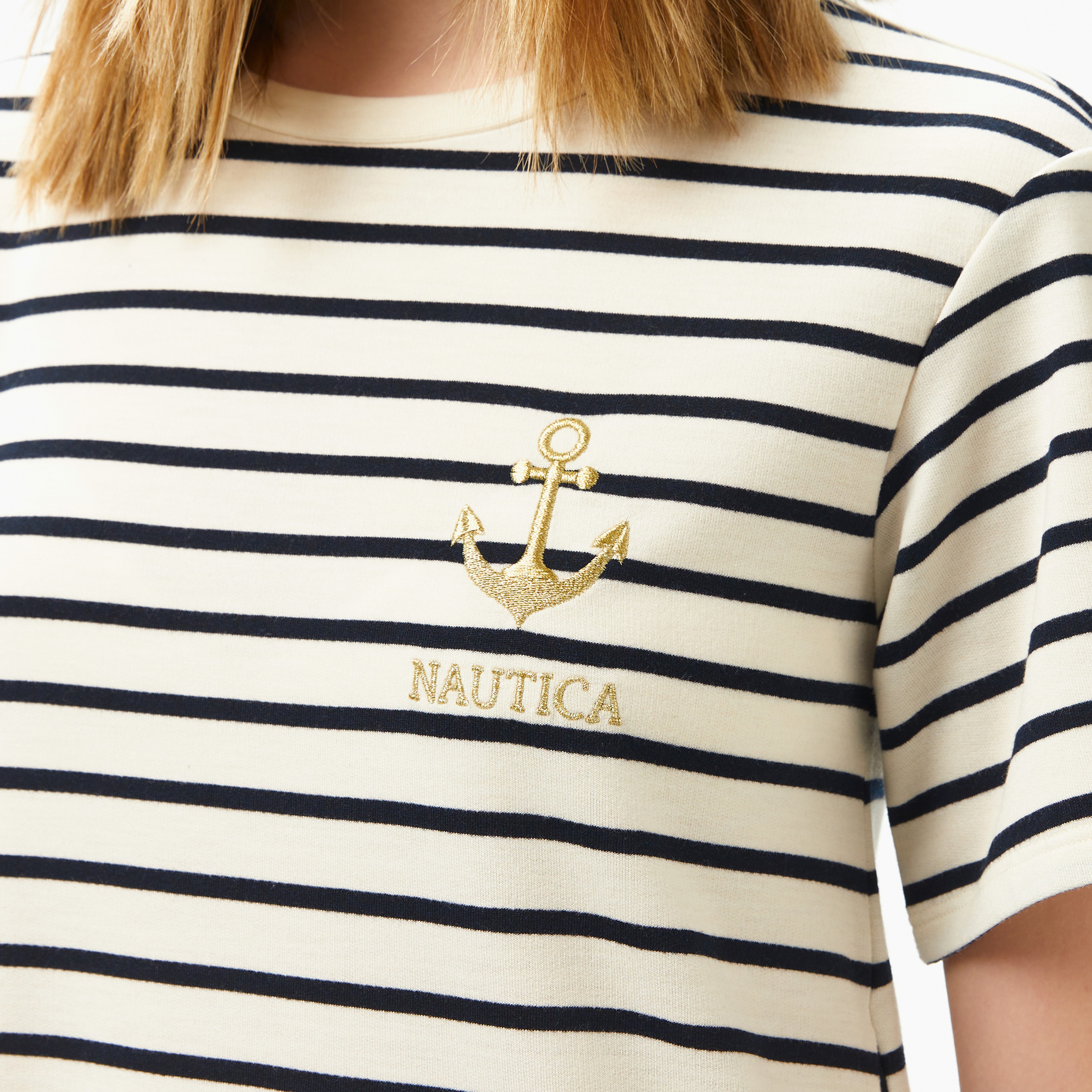 Nautica Kadın Krem Regular Fit Çizgili Elbise