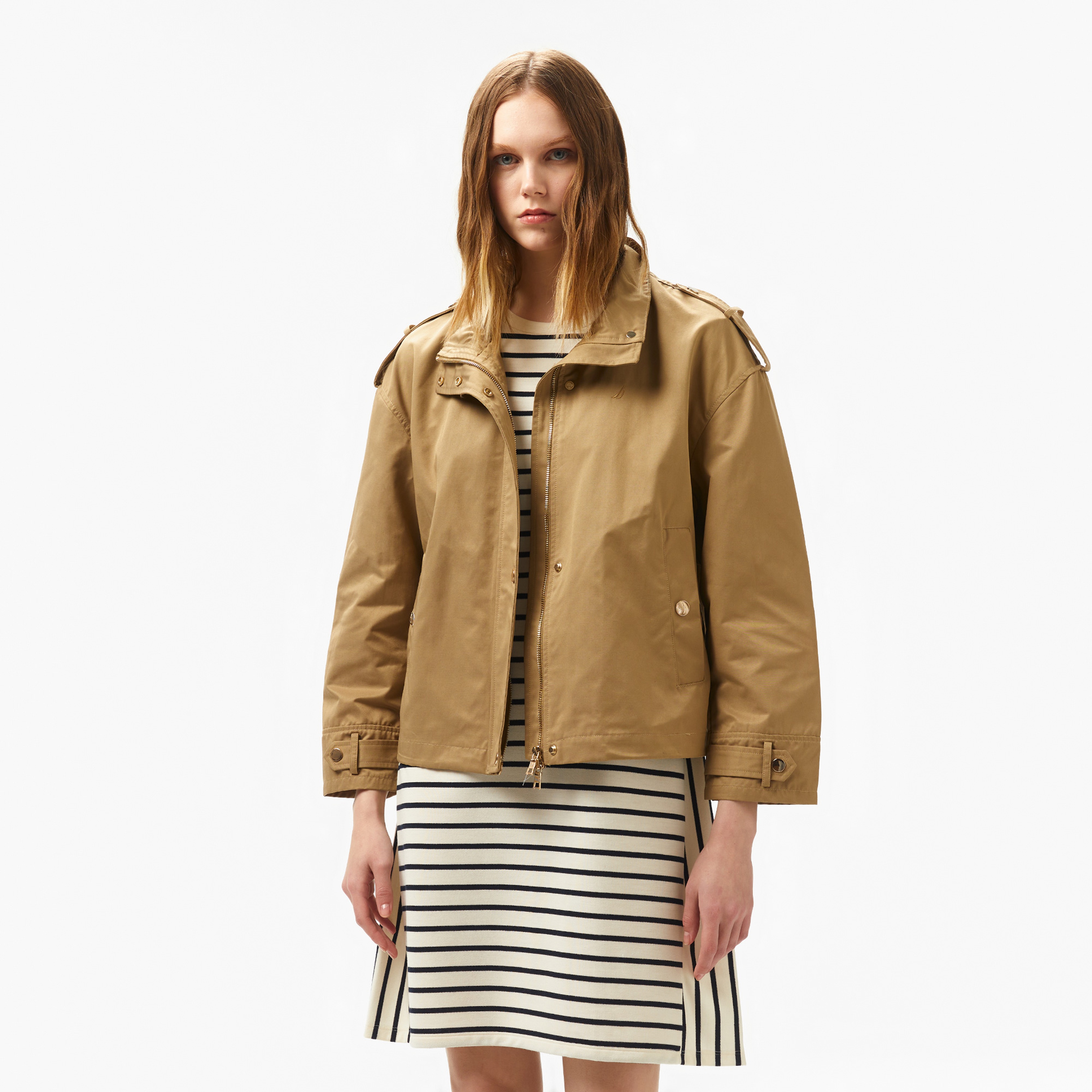 Nautica Kadın Kahverengi Regular Fit Dik Yaka Mont