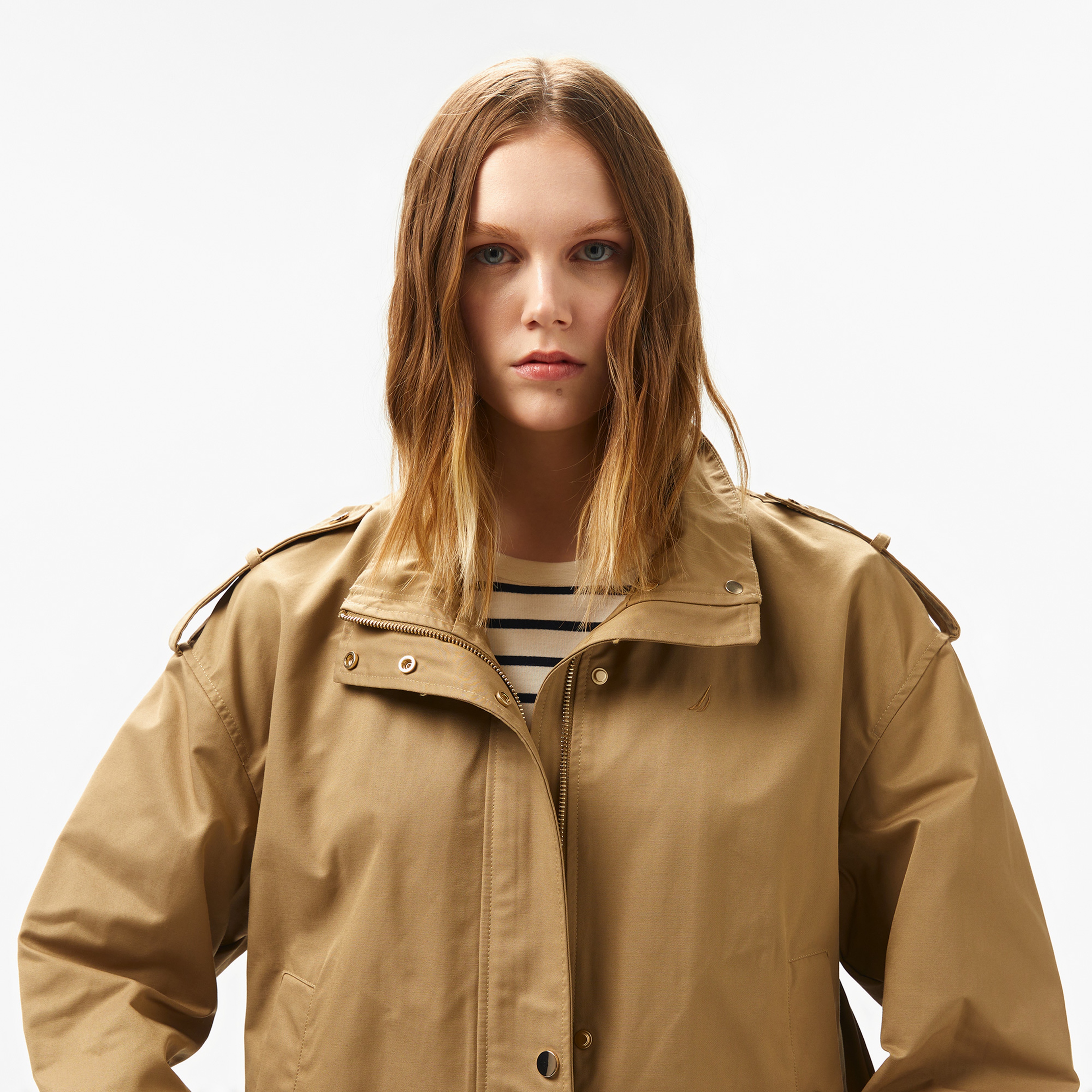 Nautica Kadın Kahverengi Regular Fit Dik Yaka Mont