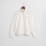 GANT Kadın Beyaz Relaxed Fit Yarım Fermuarlı Sweatshirt