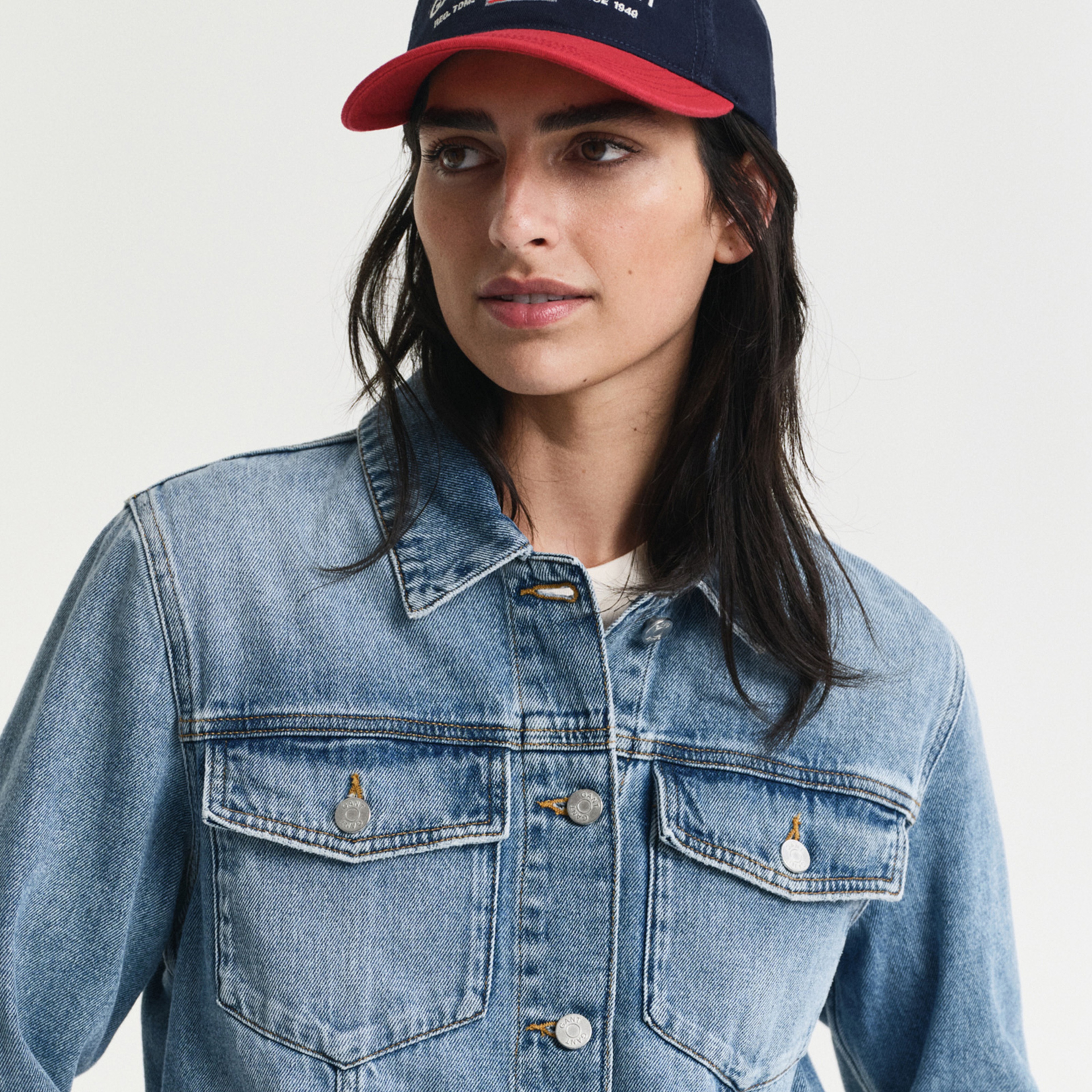 GANT Kadın Mavi Regular Fit Klasik Yaka Denim Ceket