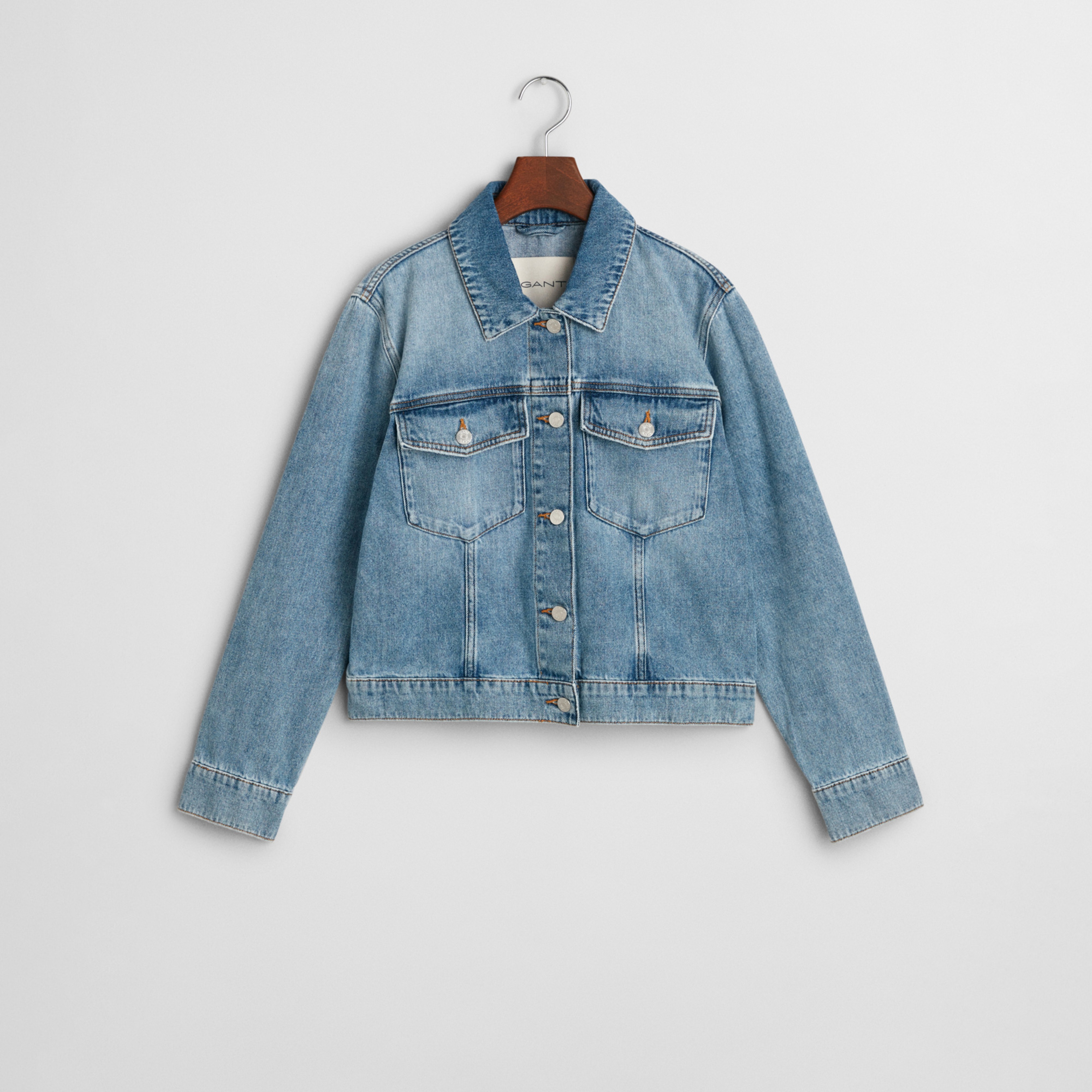 GANT Kadın Mavi Regular Fit Klasik Yaka Denim Ceket