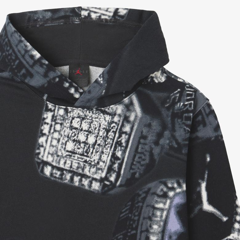 Jordan French Terry Printed Çocuk Siyah Eşofman Üstü