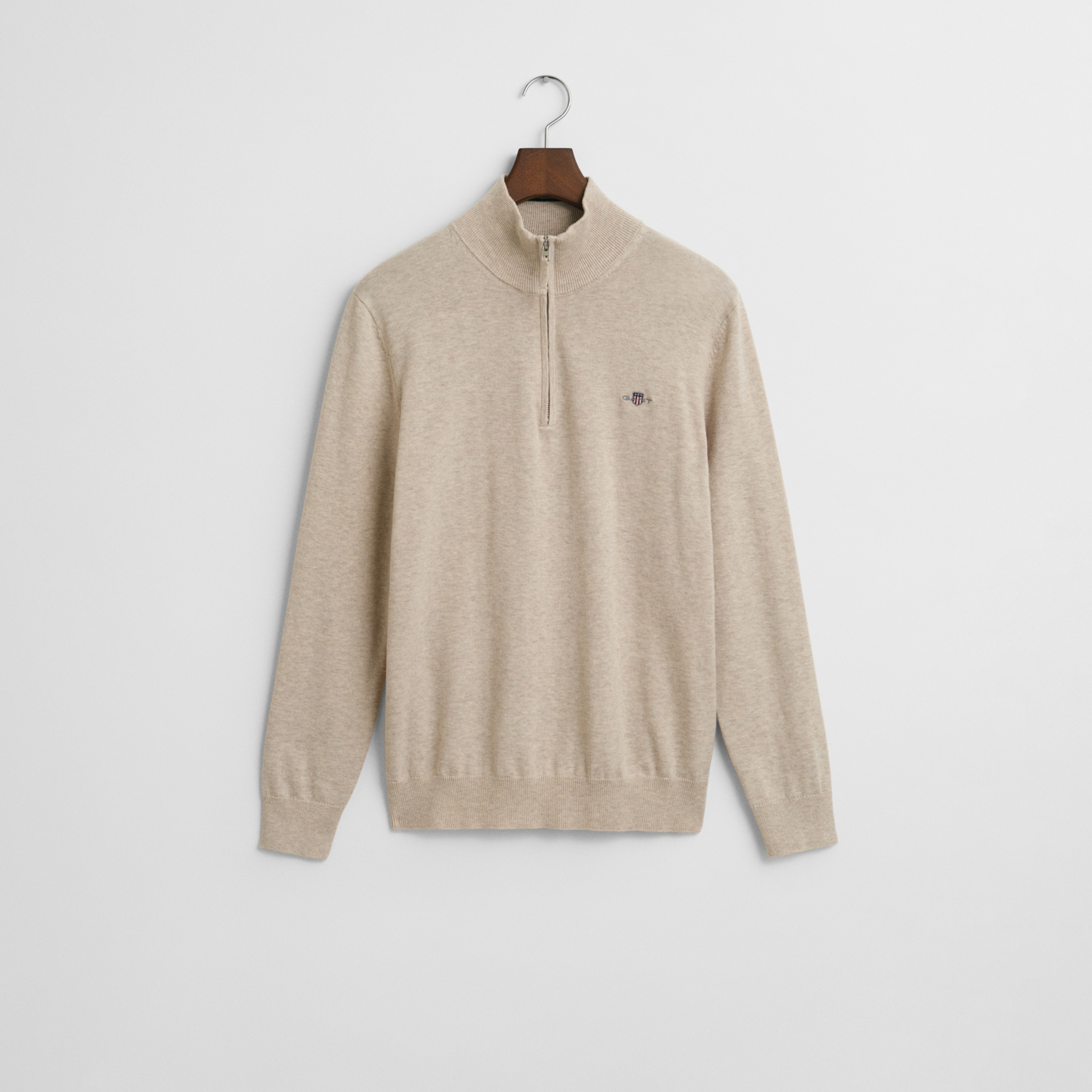 GANT Erkek Bej Regular Fit Yarım Fermuarlı Kazak