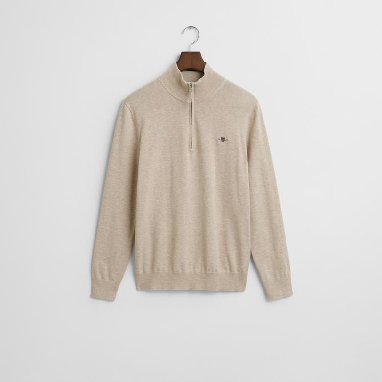 GANT Erkek Bej Regular Fit Yarım Fermuarlı Kazak