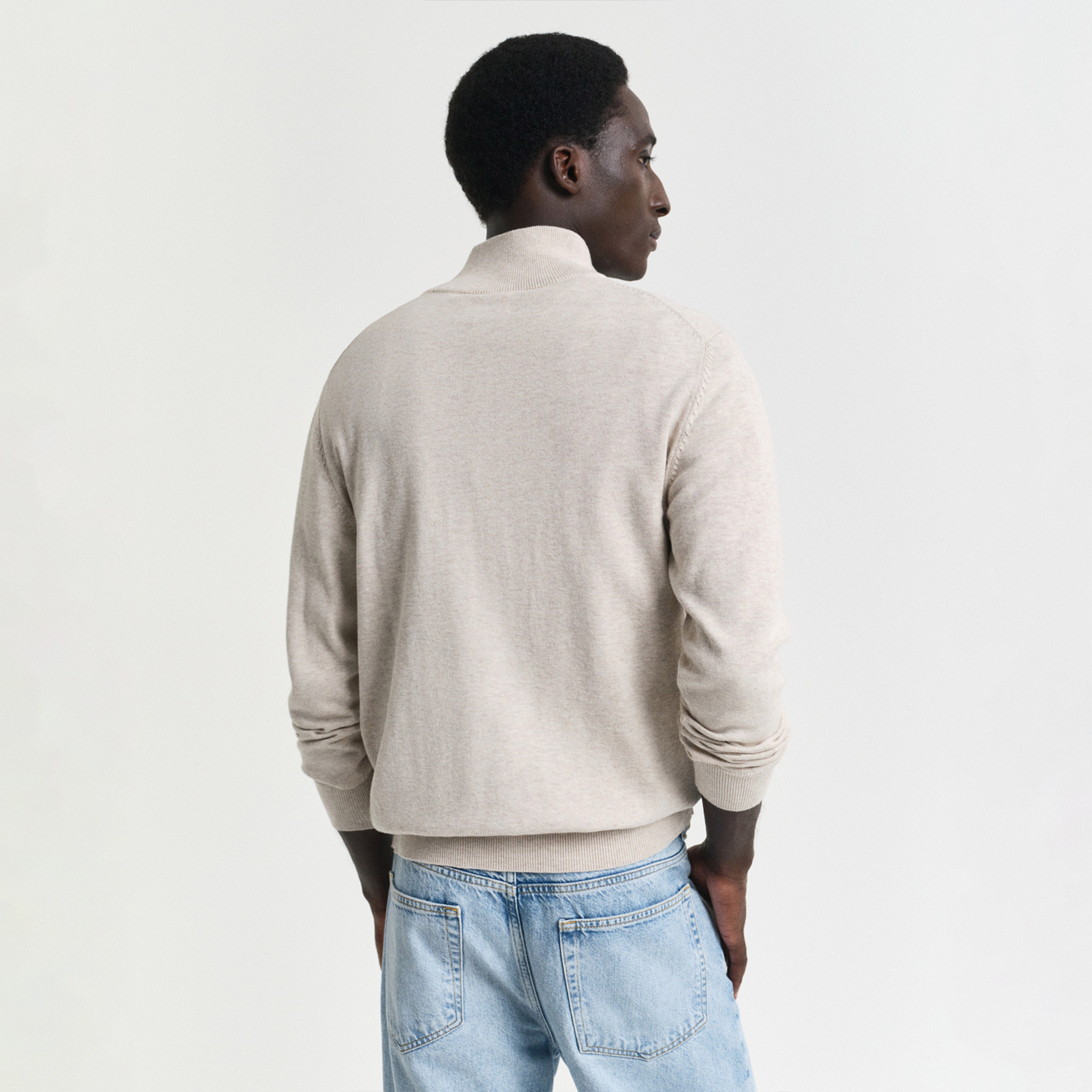 GANT Erkek Bej Regular Fit Yarım Fermuarlı Kazak