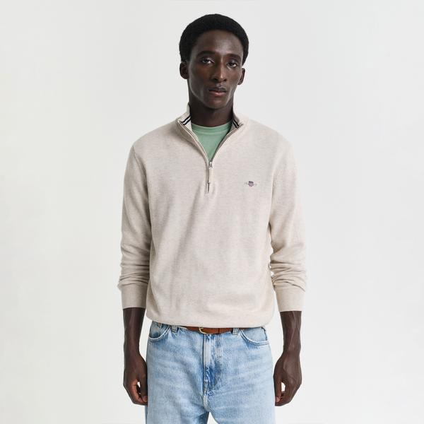 GANT Erkek Bej Regular Fit Yarım Fermuarlı Kazak