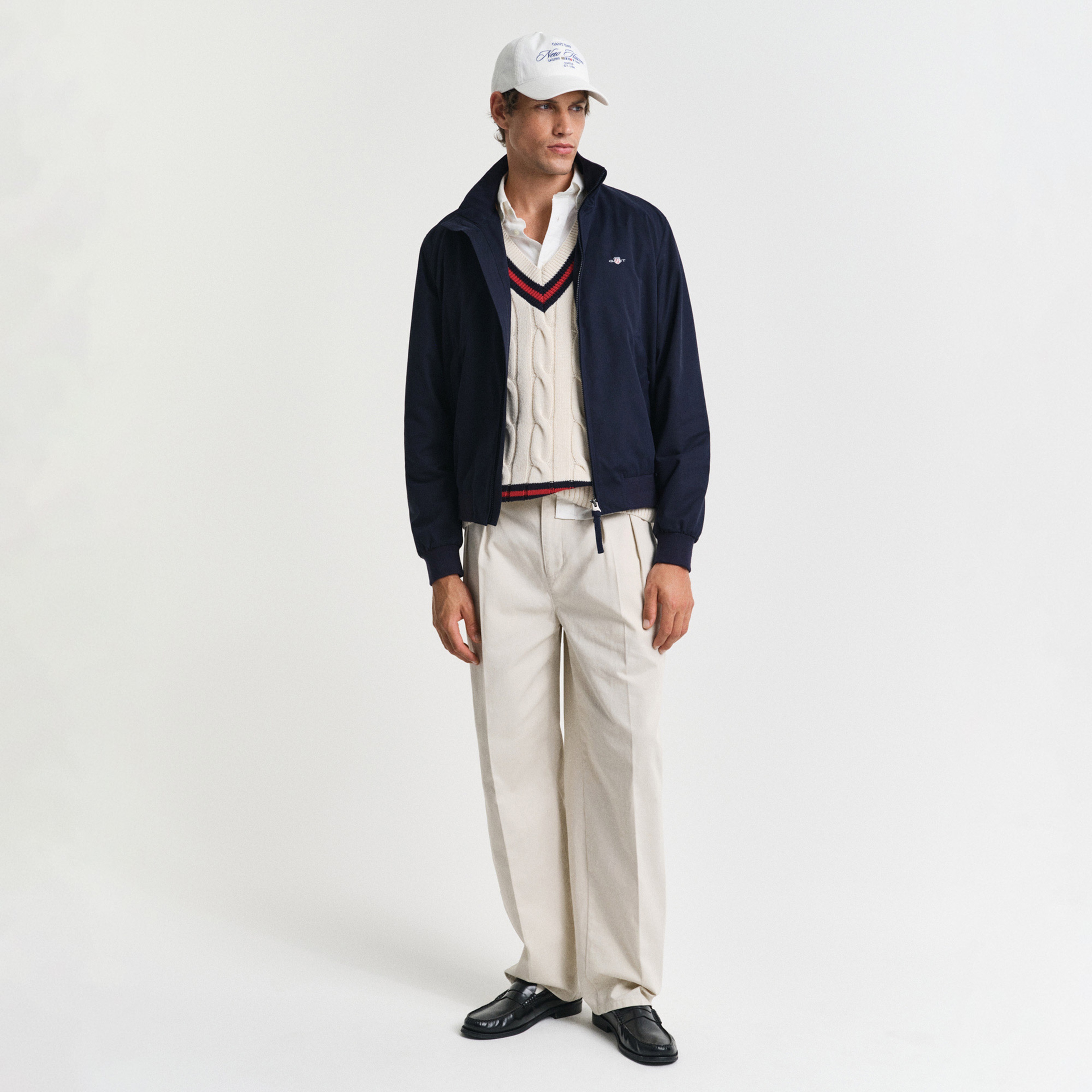 GANT Erkek Krem Relaxed Fit V Yaka Süveter