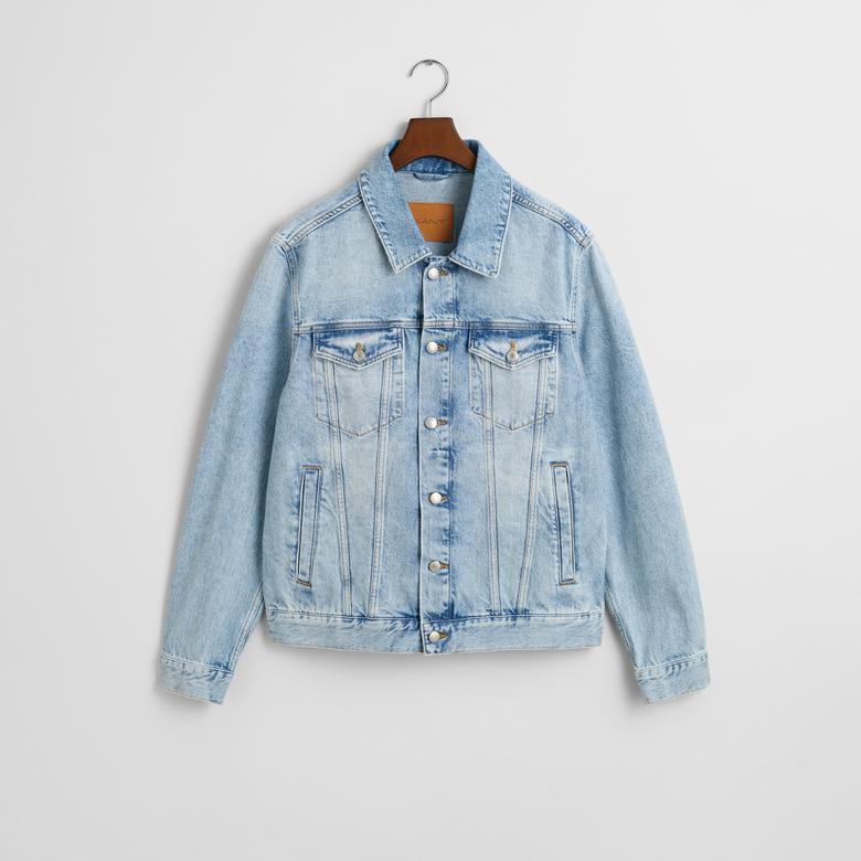 GANT Erkek Mavi Regular Fit Klasik Yaka Denim Ceket