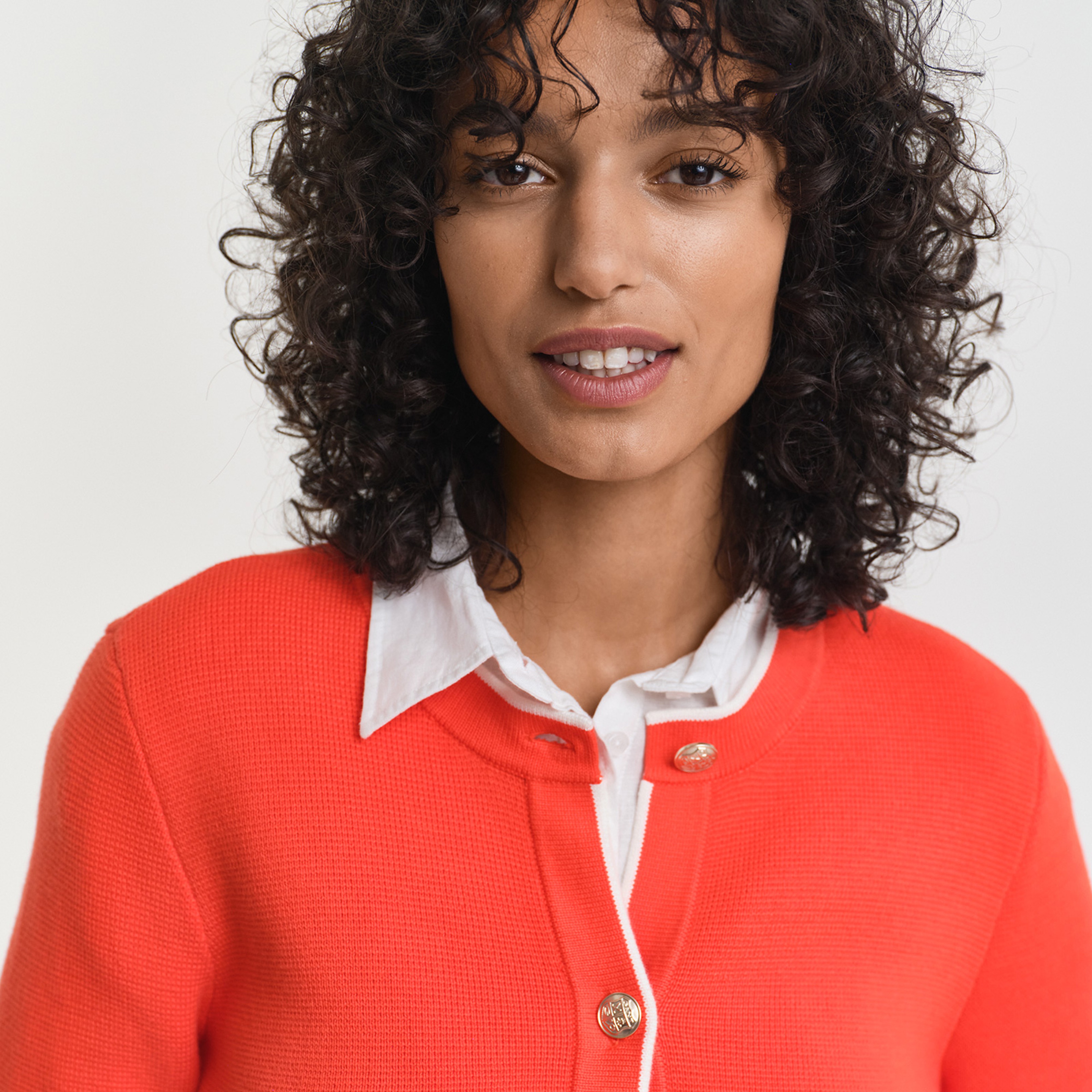 GANT Kadın Turuncu Regular Fit Bisiklet Yaka Hırka