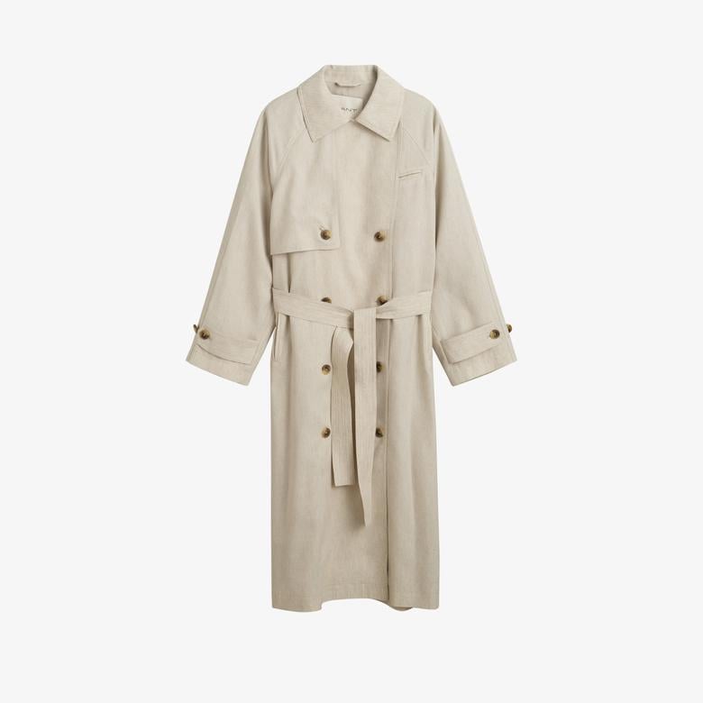 GANT Kadın Bej Relaxed Fit Klasik Yaka Trençkot