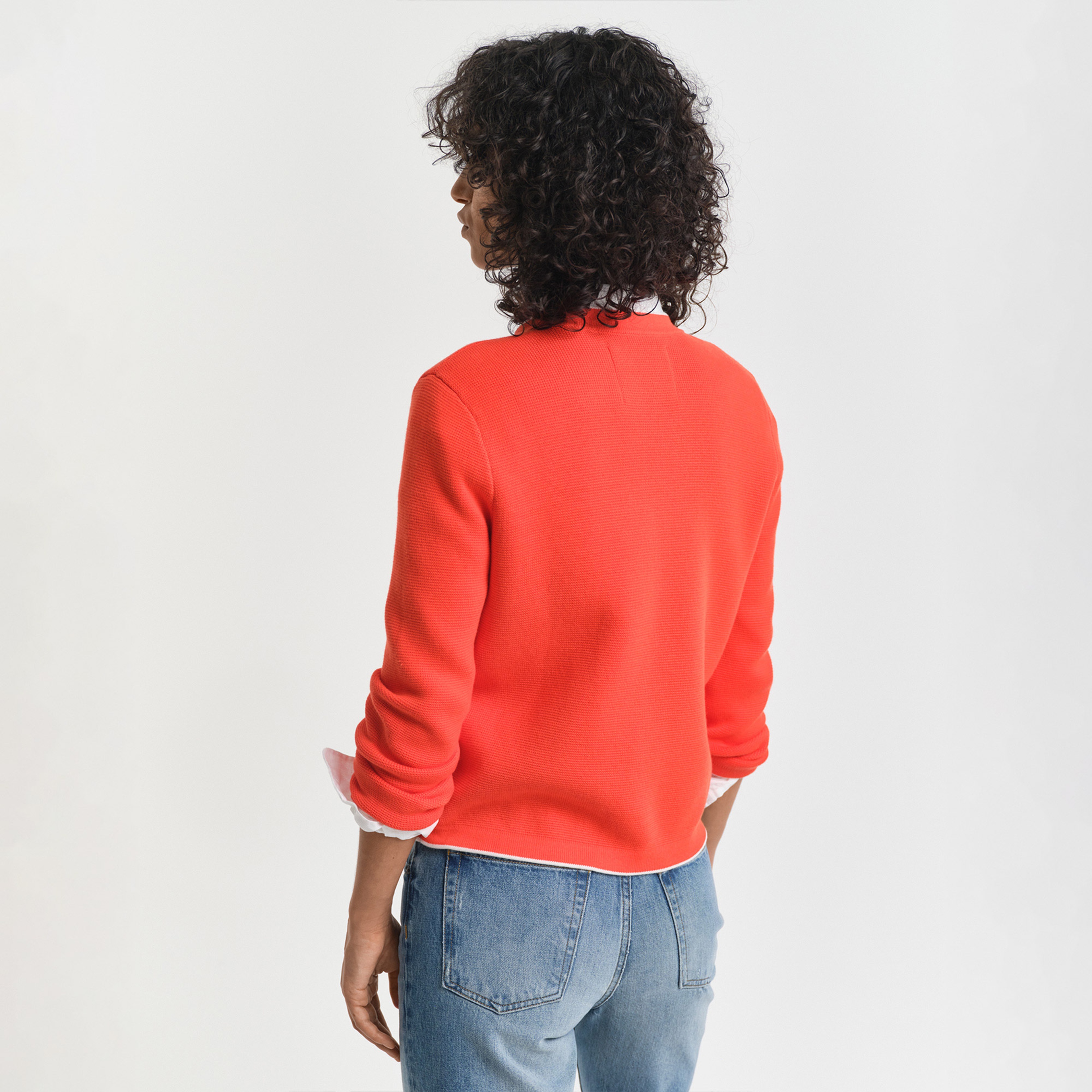 GANT Kadın Turuncu Regular Fit Bisiklet Yaka Hırka