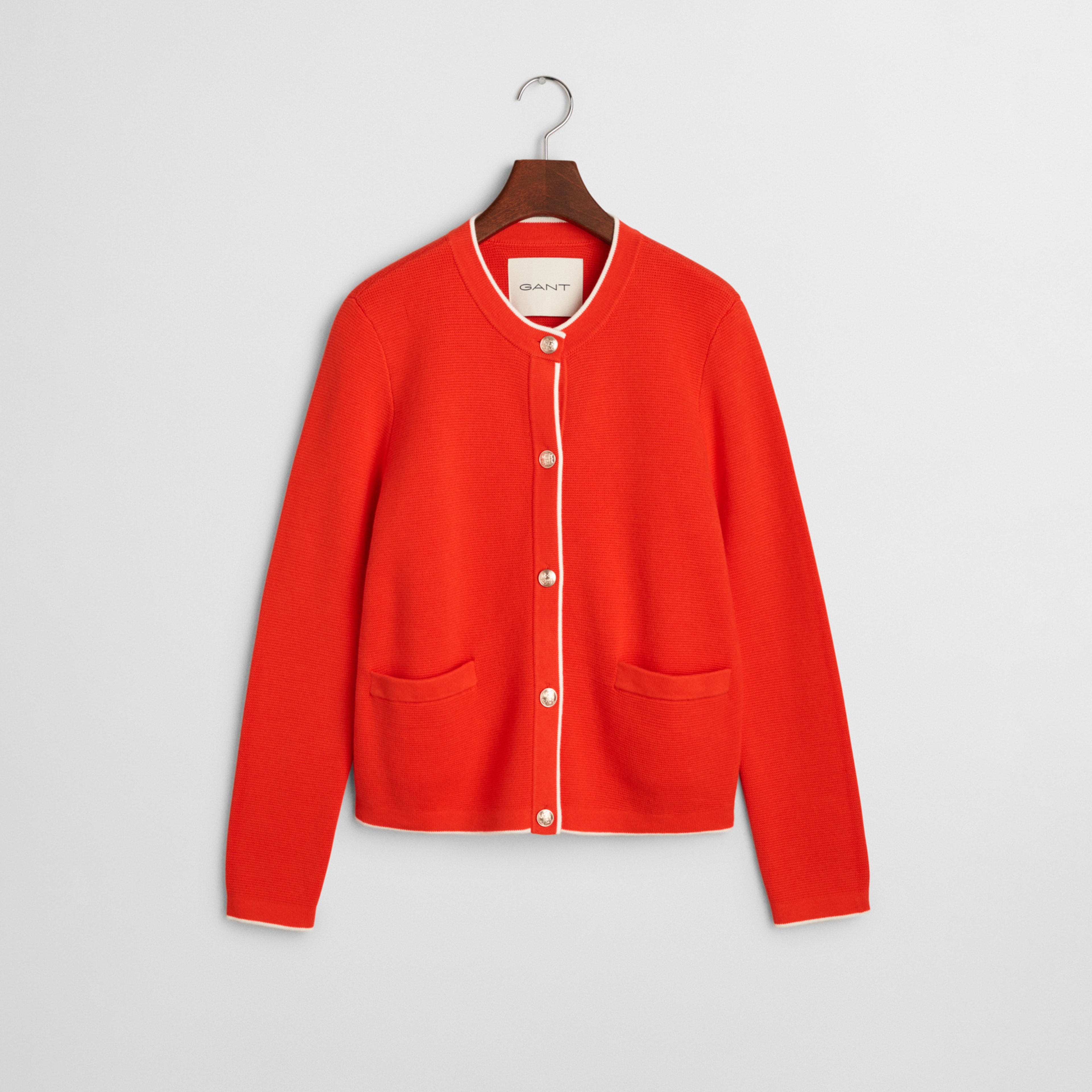 GANT Kadın Turuncu Regular Fit Bisiklet Yaka Hırka