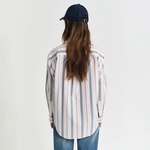 GANT Kadın Krem Relaxed Fit Klasik Yaka Çizgili Gömlek