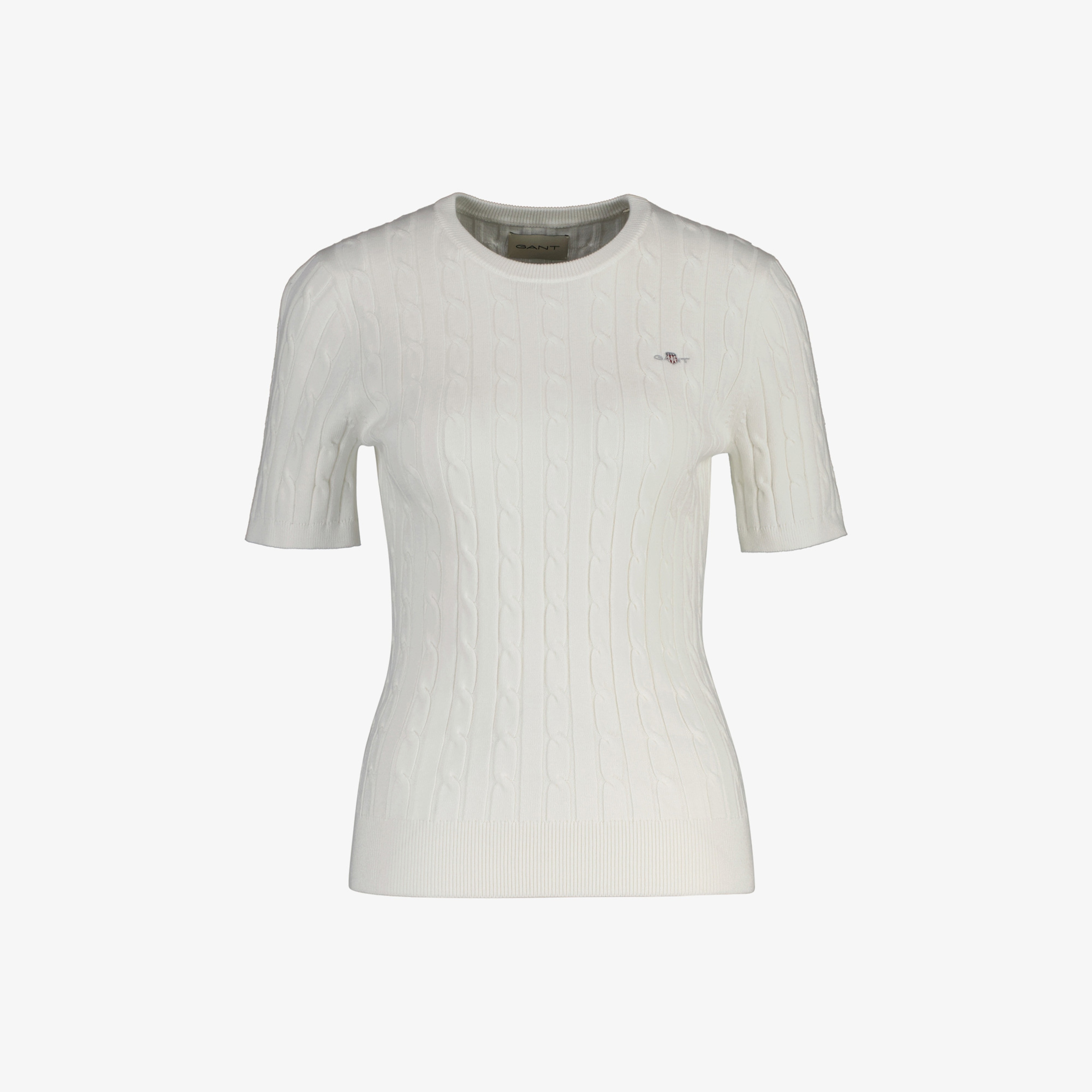 GANT Kadın Beyaz Slim Fit Bisiklet Yaka Kısa Kollu Kazak