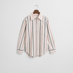 GANT Kadın Krem Relaxed Fit Klasik Yaka Çizgili Gömlek