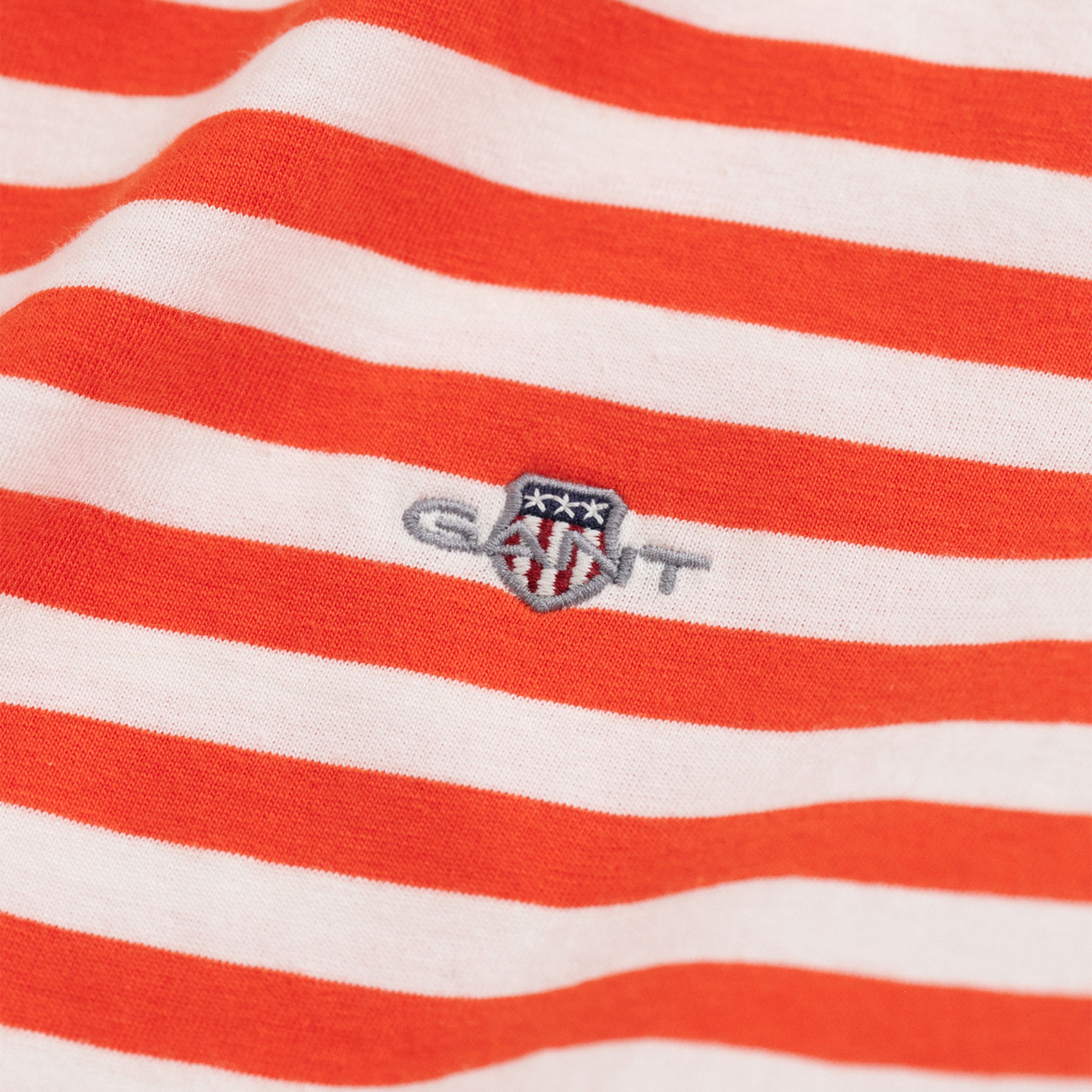 GANT Kadın Turuncu Regular Fit Bisiklet Yaka Çizgili T-Shirt