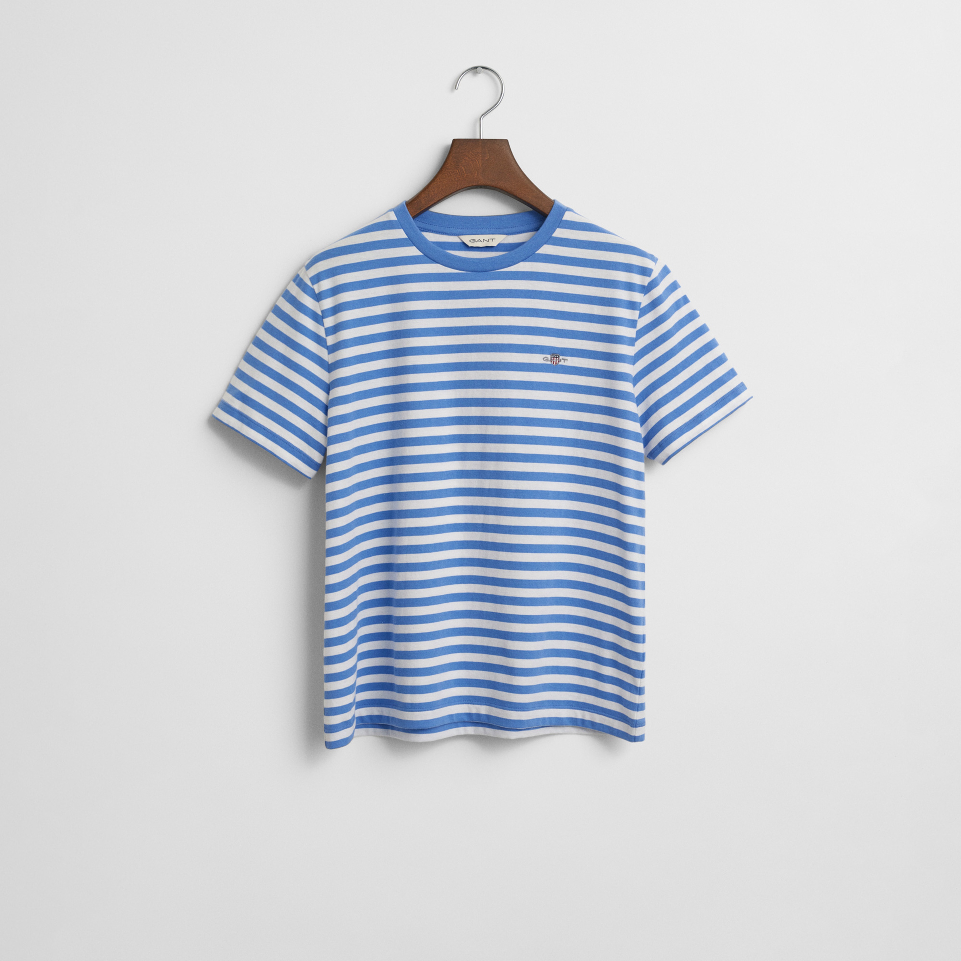 GANT Kadın Mavi Regular Fit Bisiklet Yaka Çizgili T-Shirt