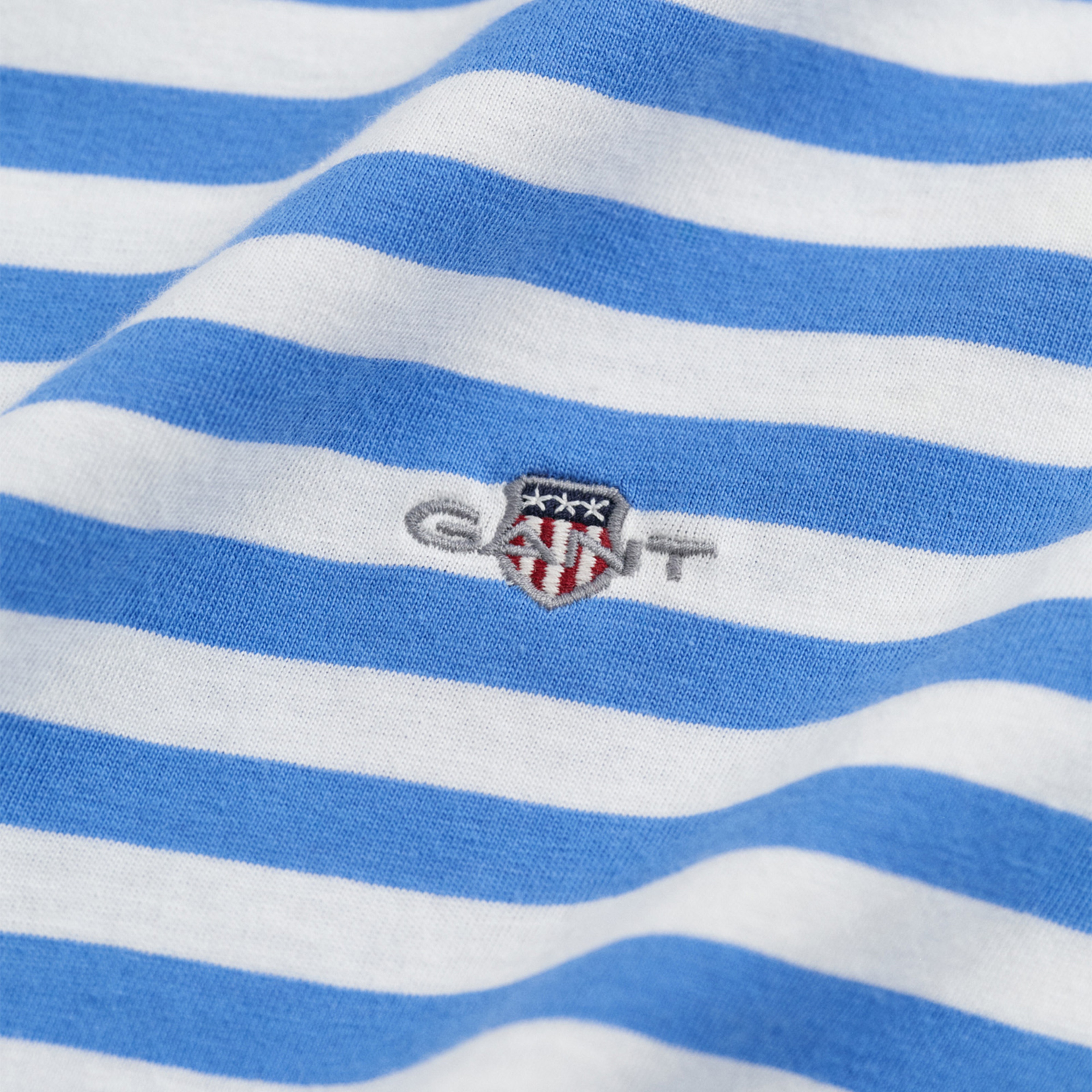 GANT Kadın Mavi Regular Fit Bisiklet Yaka Çizgili T-Shirt