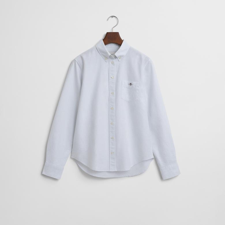 GANT Kadın Mavi Regular Fit Düğmeli Yaka Çizgili Gömlek