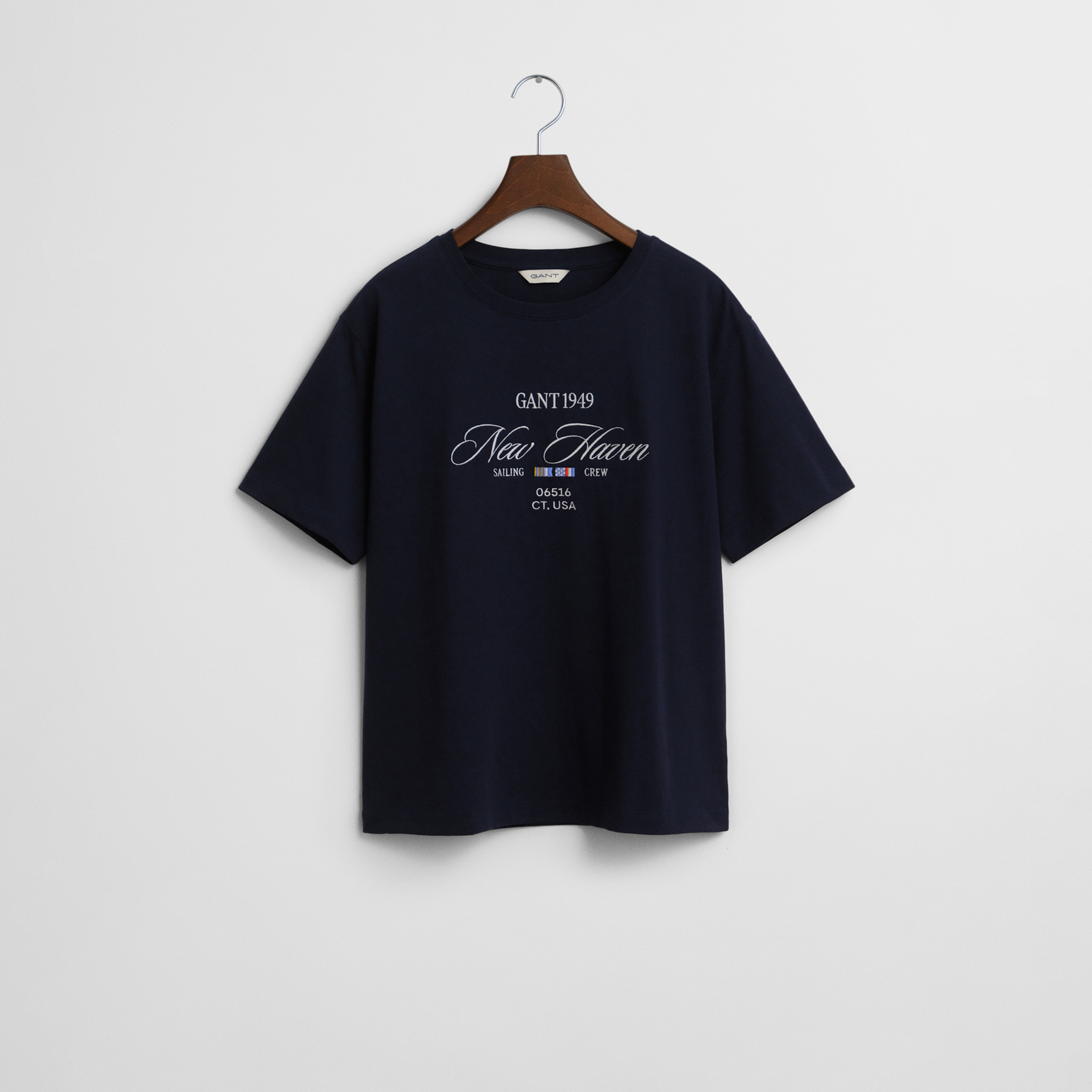 GANT Kadın Lacivert Relaxed Fit Bisiklet Yaka Logolu T-Shirt