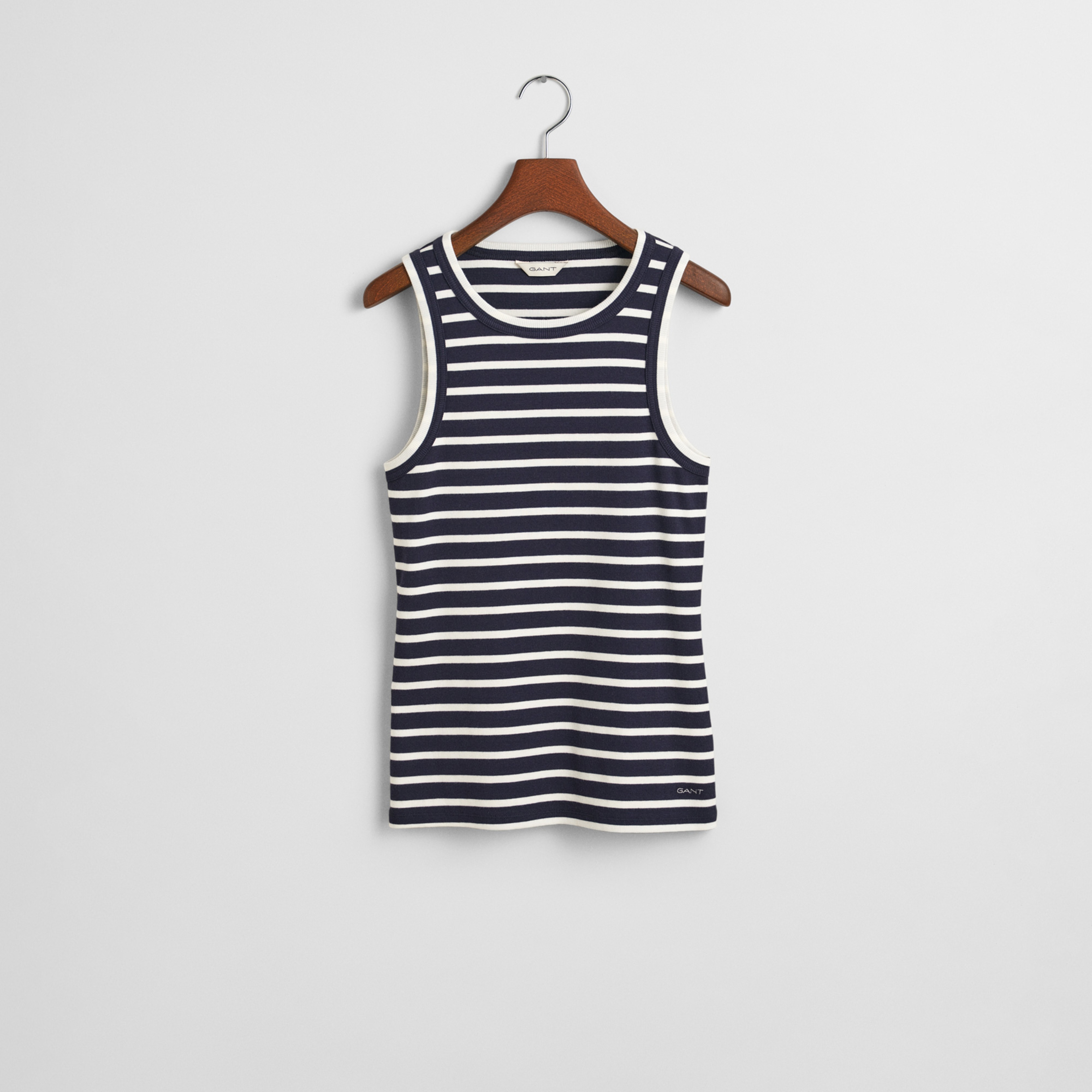 GANT Kadın Lacivert Regular Fit Bisiklet Yaka Çizgili T-Shirt