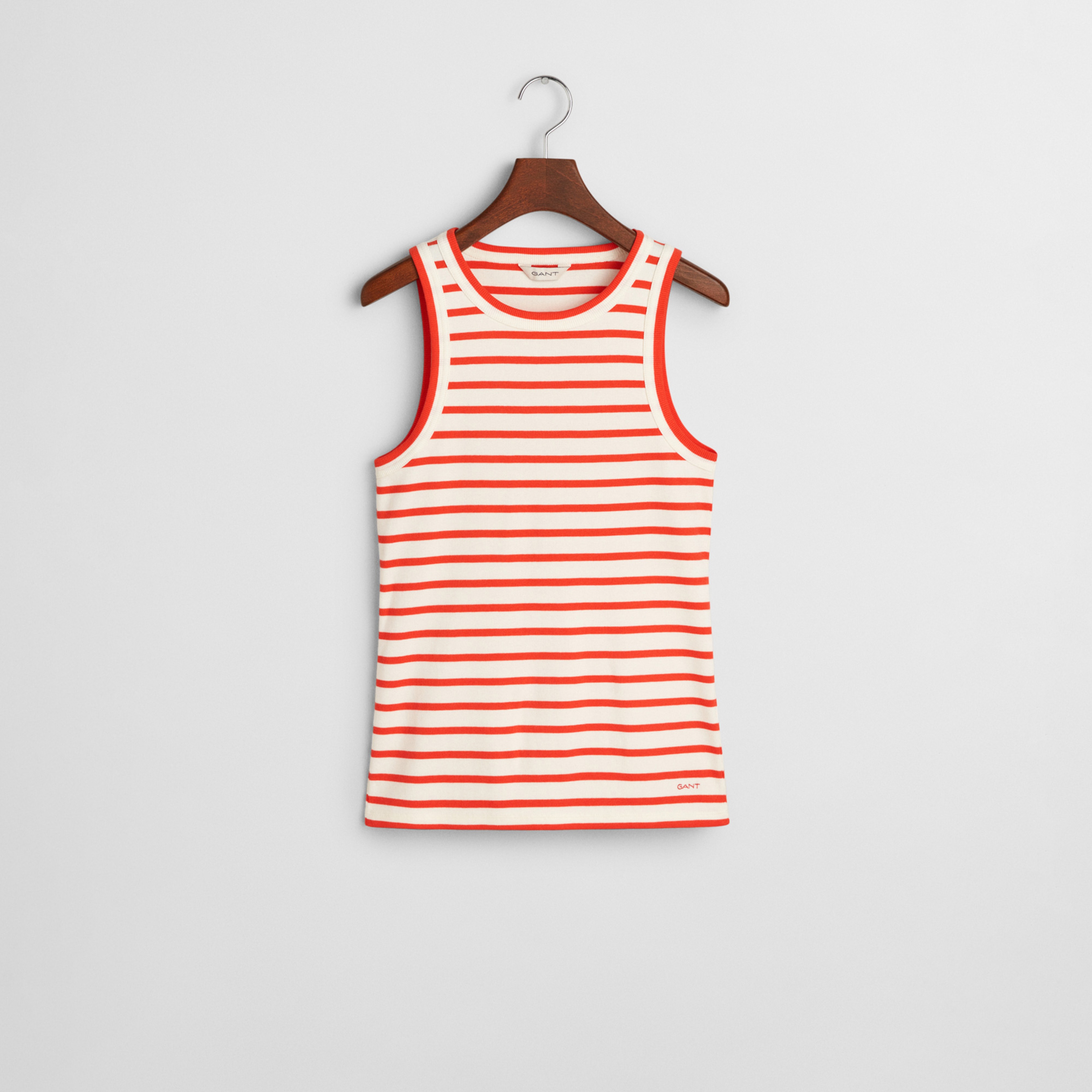 GANT Kadın Turuncu Regular Fit Bisiklet Yaka Çizgili T-Shirt