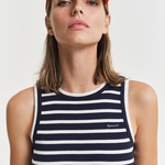 GANT Kadın Lacivert Slim Fit Bisiklet Yaka Çizgili Elbise