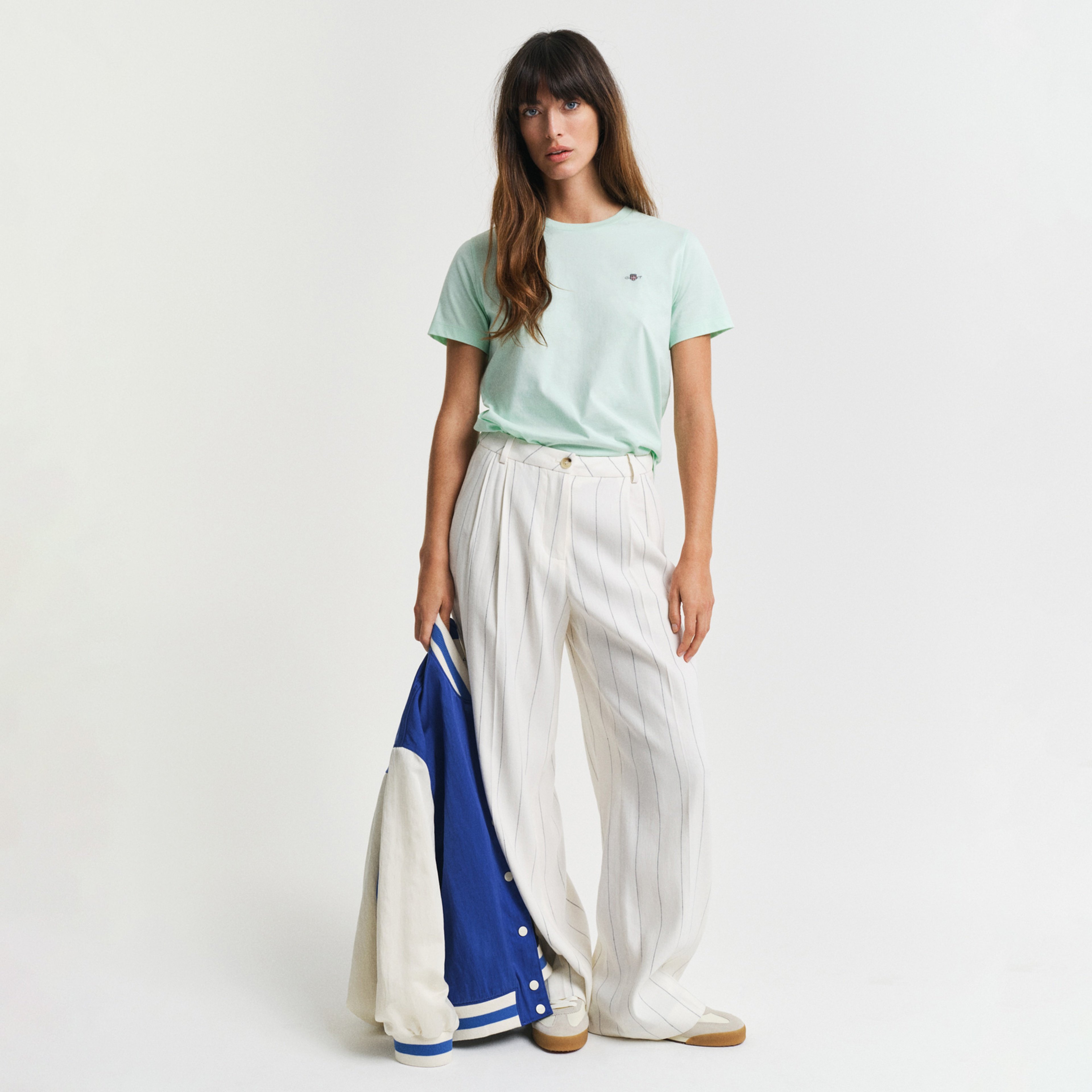 GANT Kadın Yeşil Regular Fit Bisiklet Yaka T-Shirt