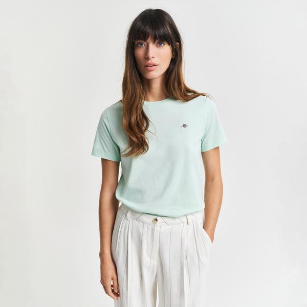 GANT Kadın Yeşil Regular Fit Bisiklet Yaka T-Shirt
