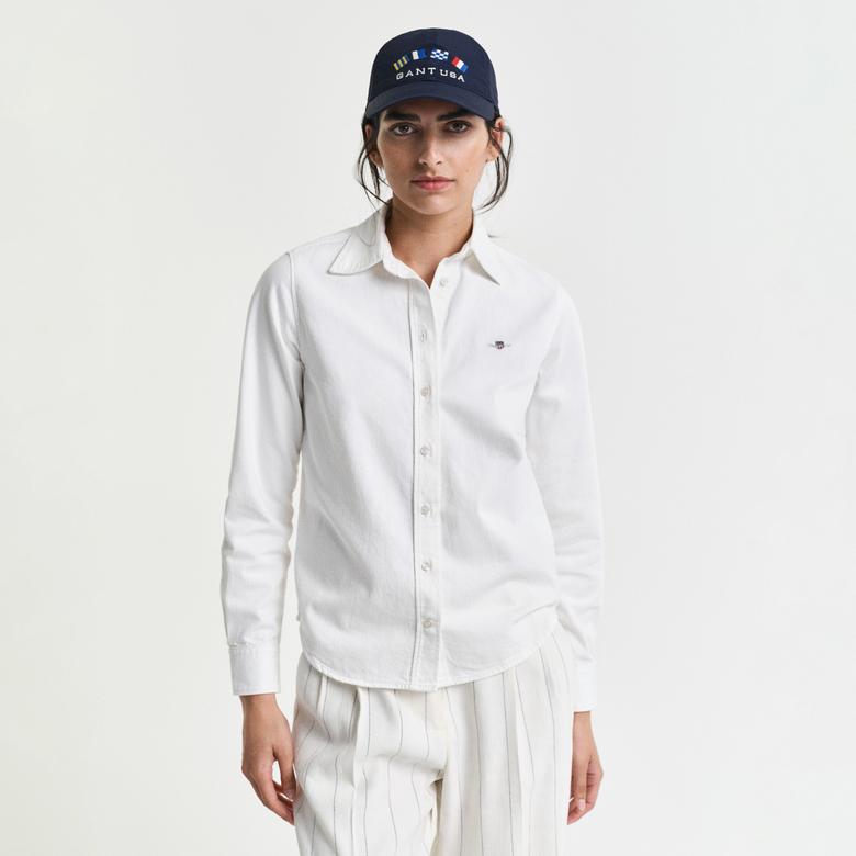 GANT Kadın Beyaz Regular Fit Klasik Yaka Gömlek