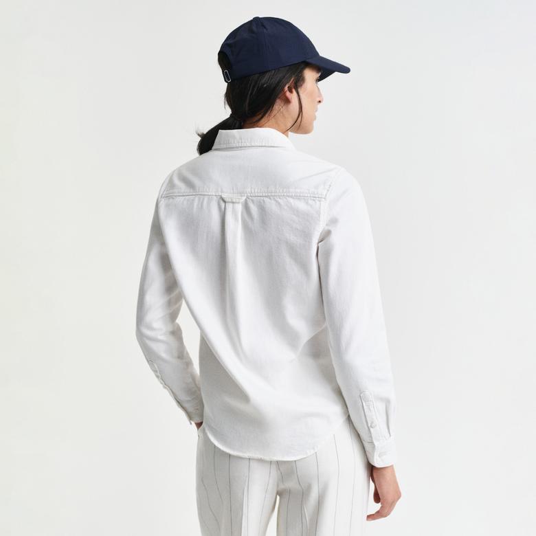GANT Kadın Beyaz Regular Fit Klasik Yaka Gömlek