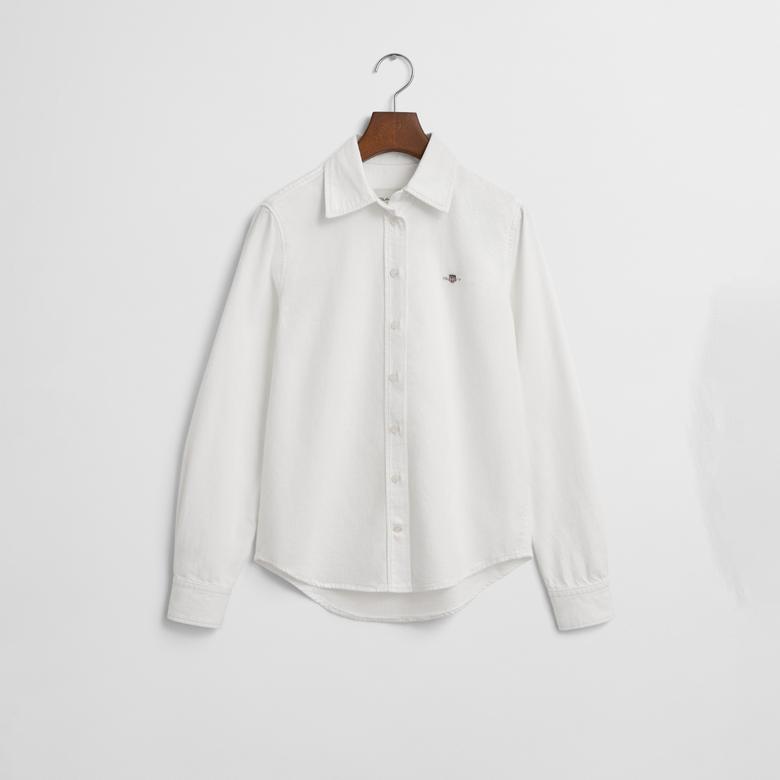 GANT Kadın Beyaz Regular Fit Klasik Yaka Gömlek