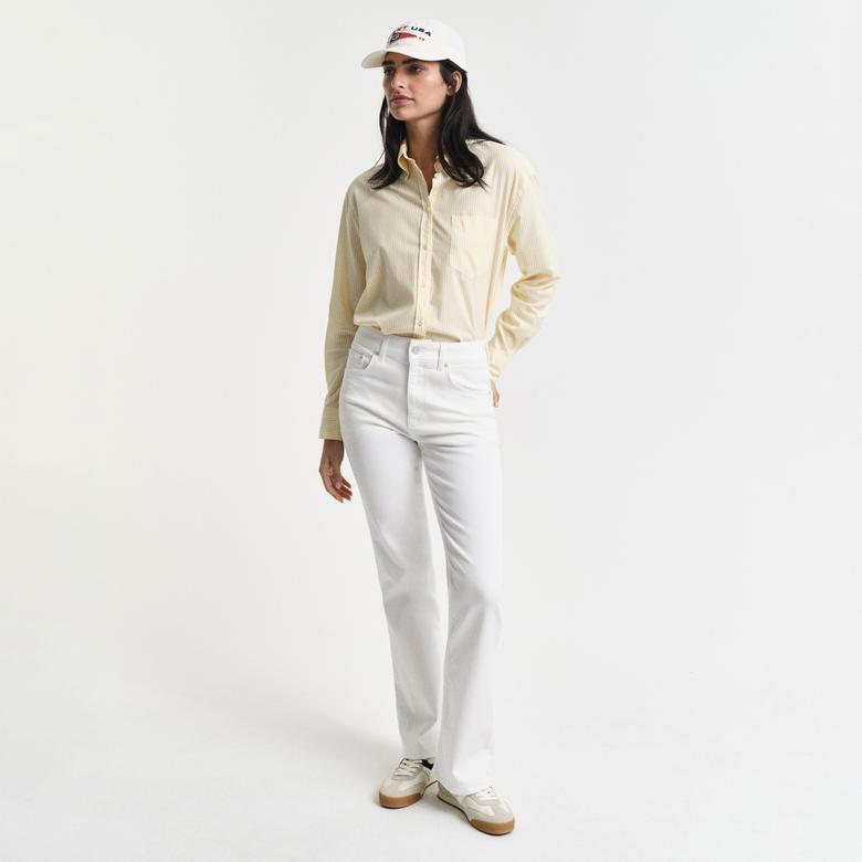 GANT Kadın Krem Slim Fit Pantolon