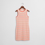 GANT Kadın Turuncu Slim Fit Bisiklet Yaka Çizgili Elbise