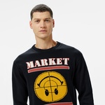 Market Smiley Focus ter Erkek Siyah Sweatshirt