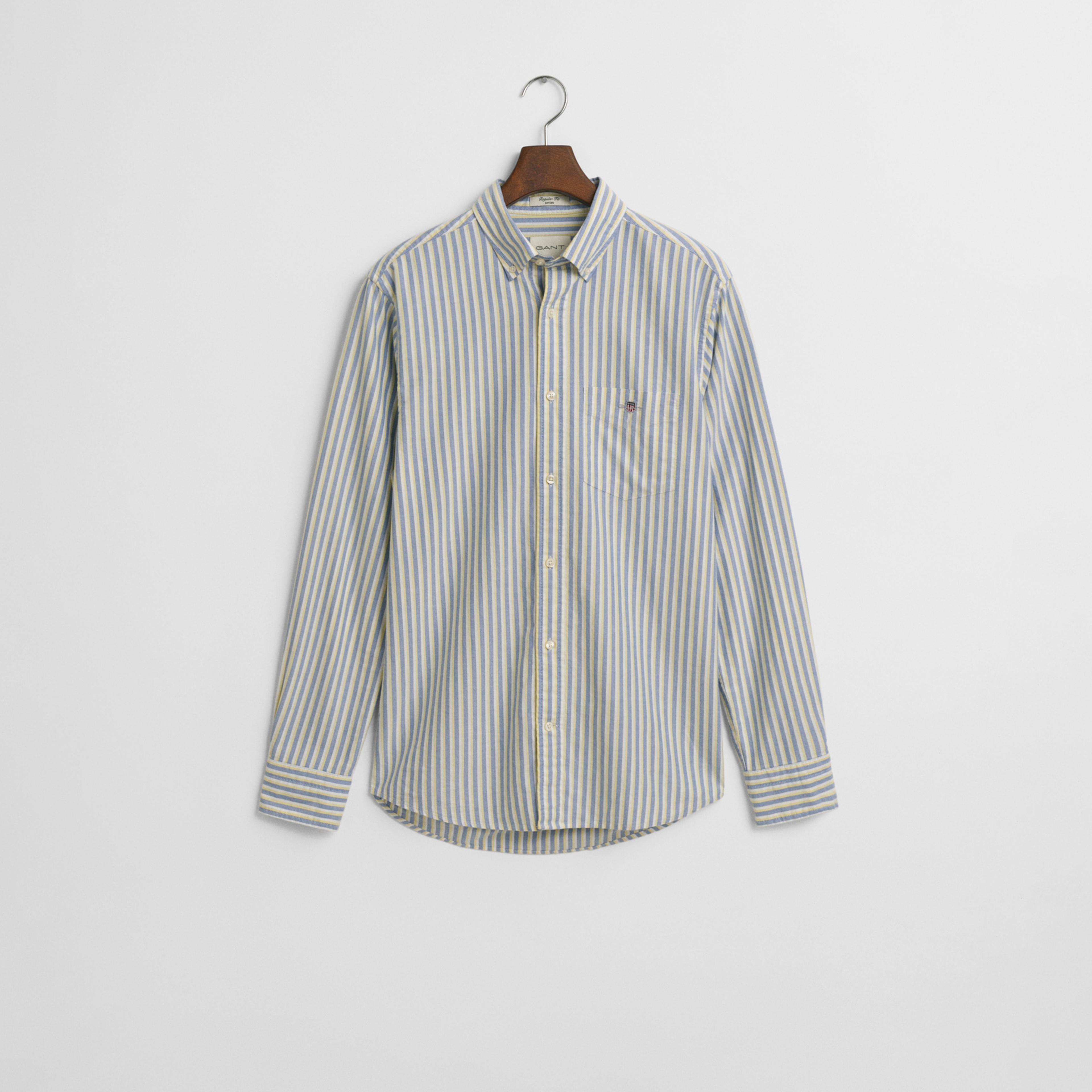 GANT Erkek Lacivert Regular Fit Düğmeli Yaka Çizgili Gömlek