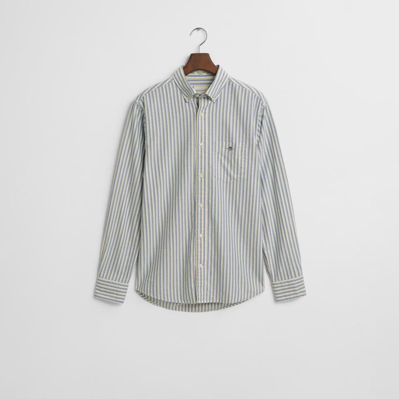 GANT Erkek Mavi Regular Fit Çizgili Logolu Gömlek